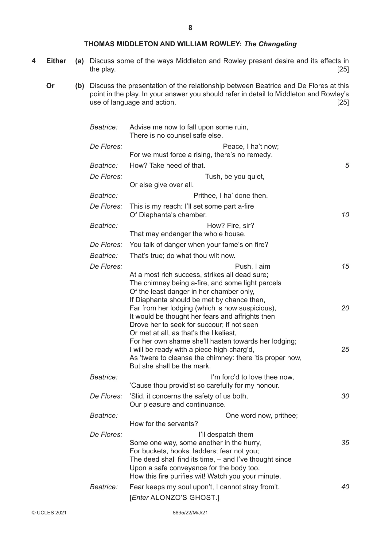 Cambridge A Level English - Language and Literature (AS Level only, from 2016) 8695 2021 May/June Paper 2 · Variant 2 question paper, page 8 of 24