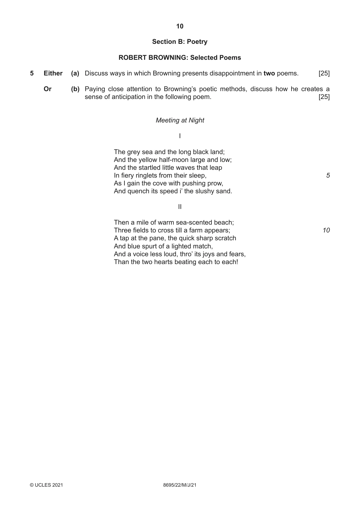 Cambridge A Level English - Language and Literature (AS Level only, from 2016) 8695 2021 May/June Paper 2 · Variant 2 question paper, page 10 of 24