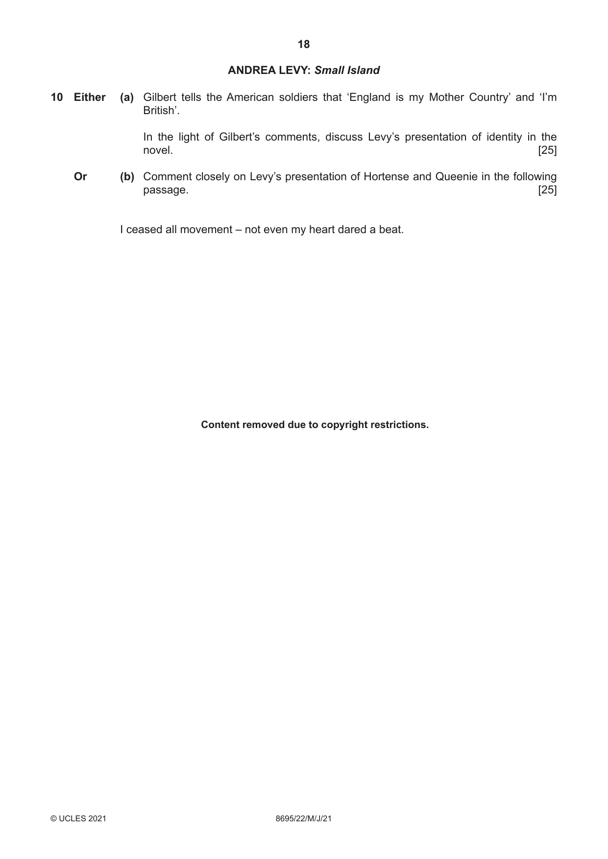Cambridge A Level English - Language and Literature (AS Level only, from 2016) 8695 2021 May/June Paper 2 · Variant 2 question paper, page 18 of 24