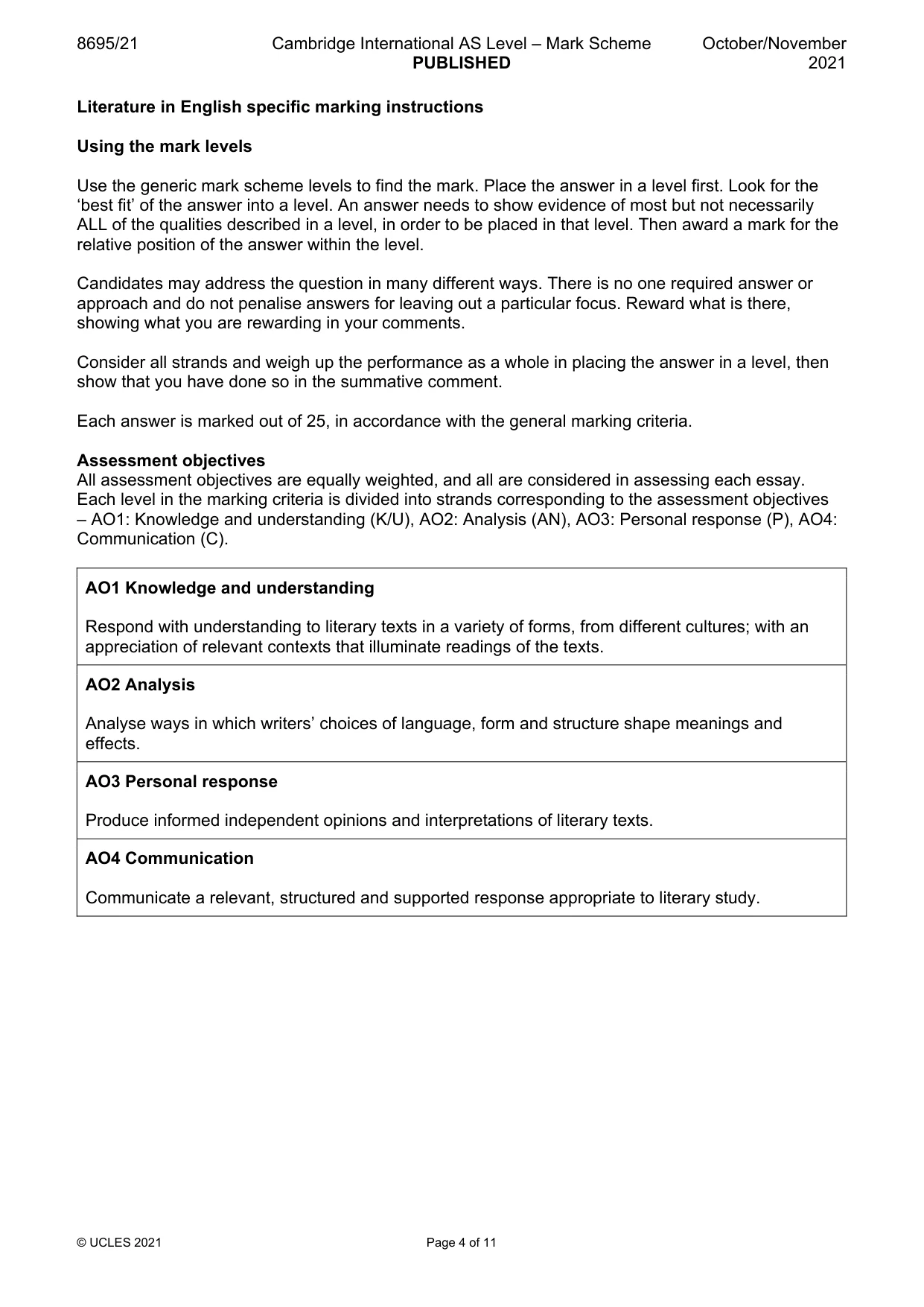 Mark scheme, page 4 of 11