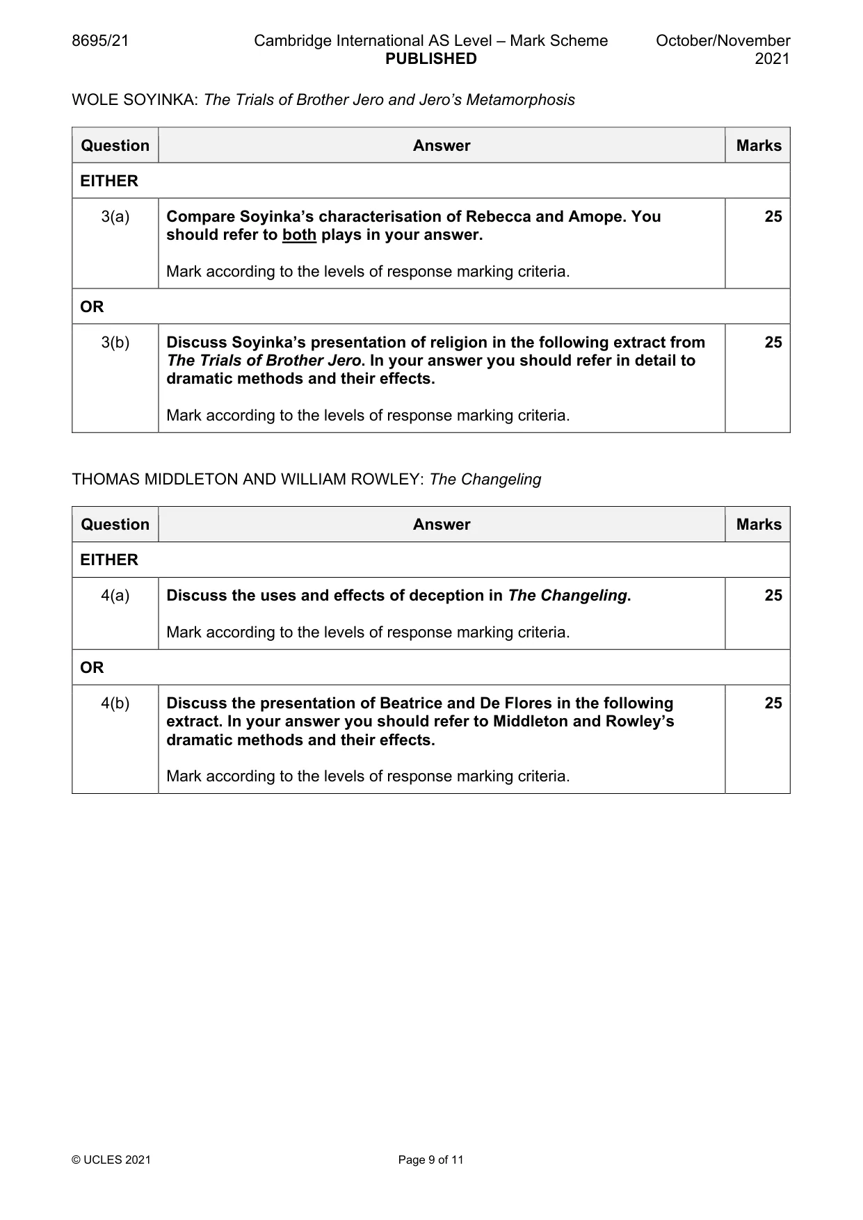 Mark scheme, page 9 of 11