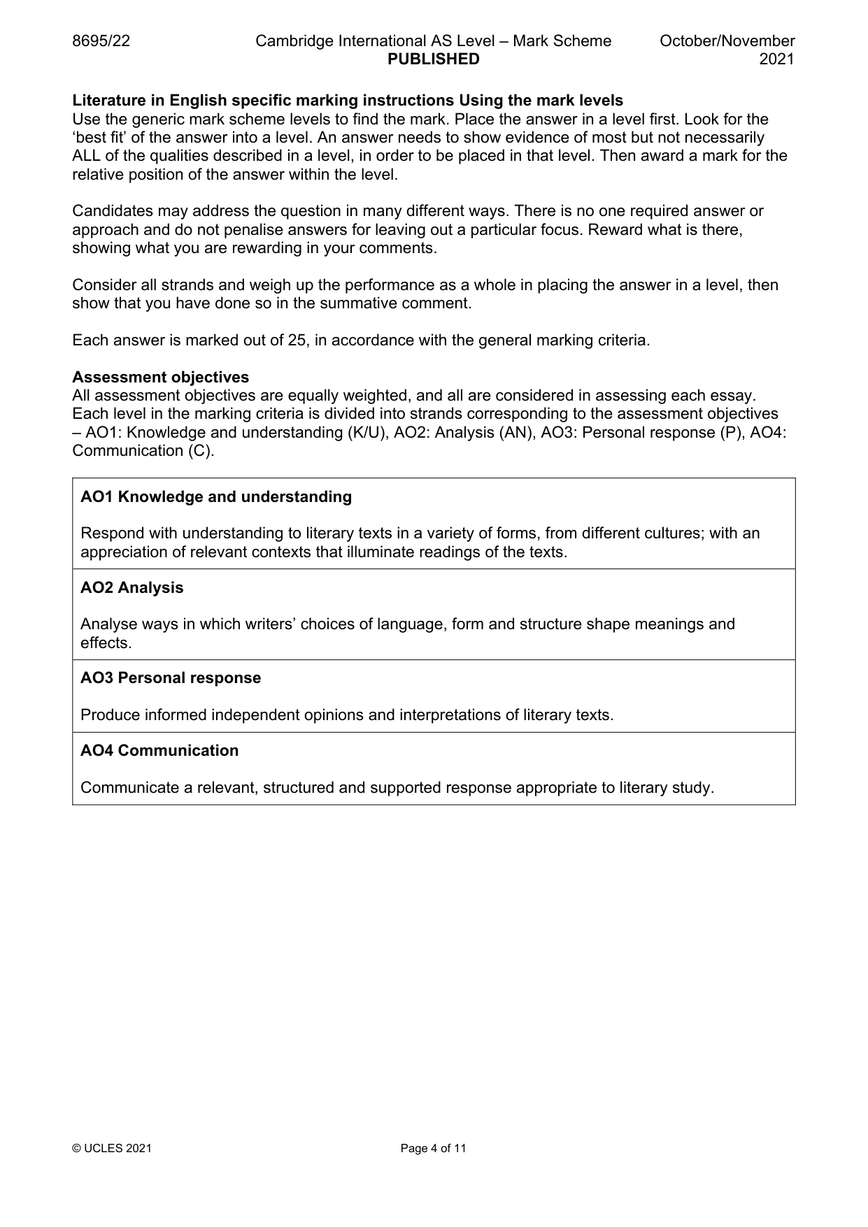 Mark scheme, page 4 of 11