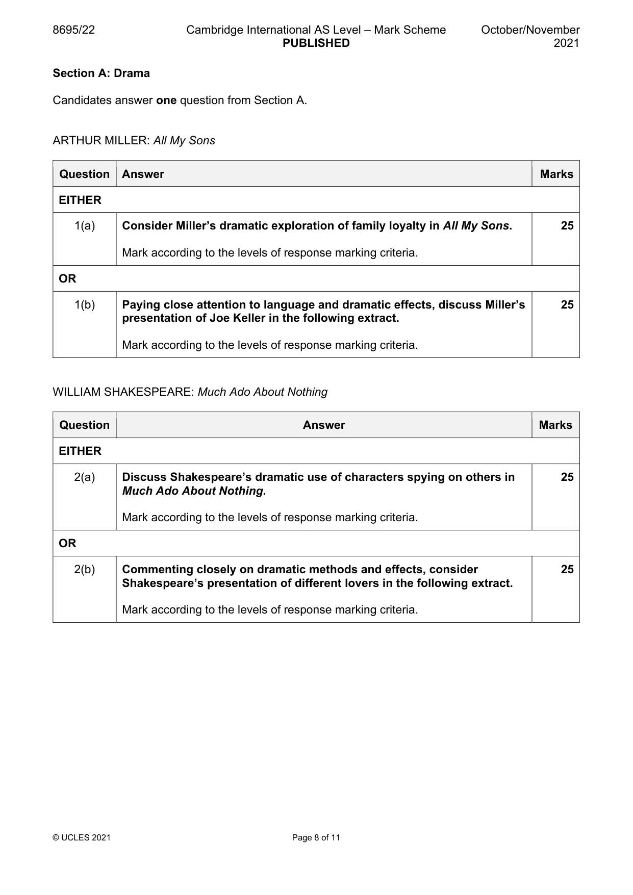 Mark scheme, page 8 of 11