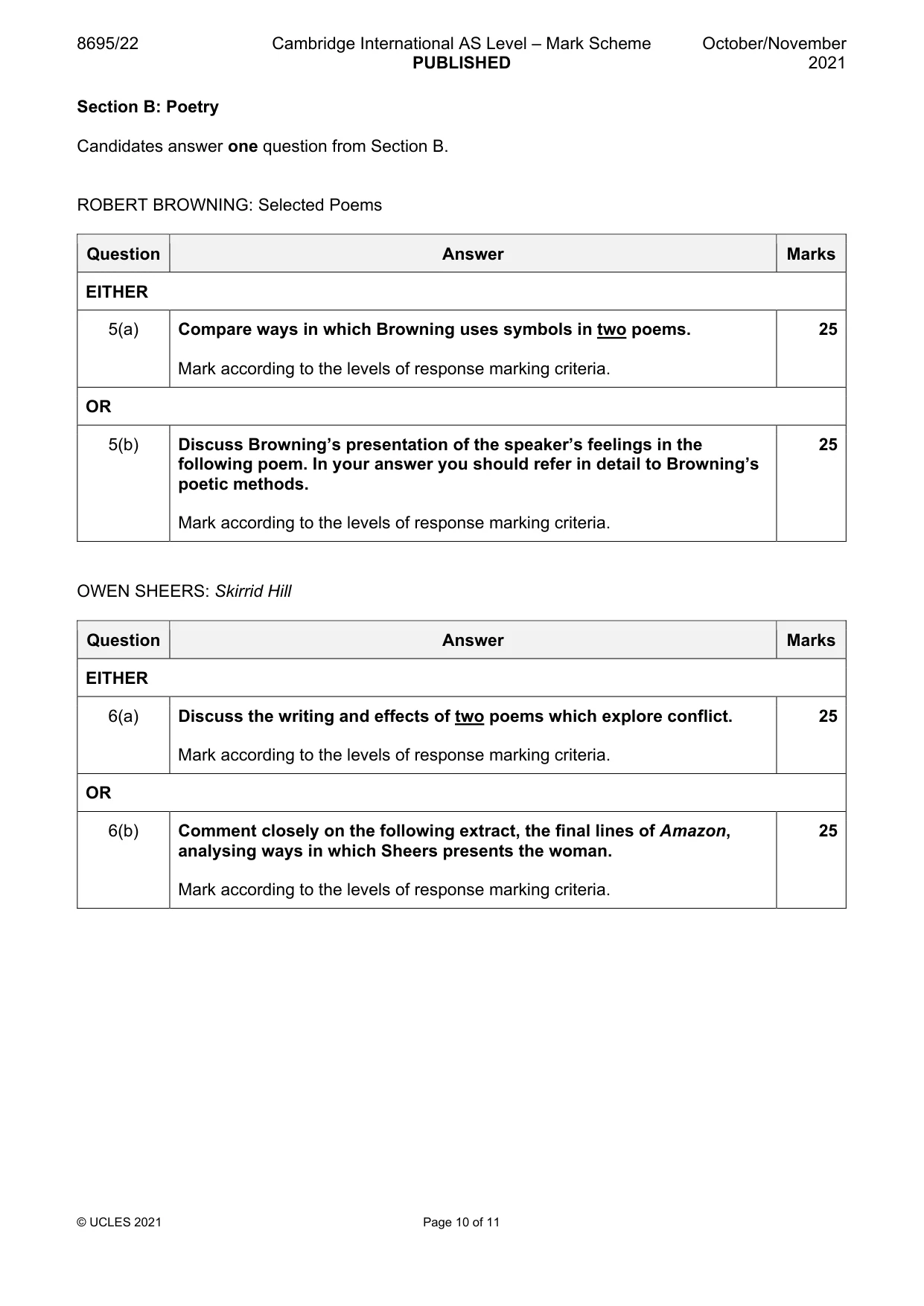 Mark scheme, page 10 of 11