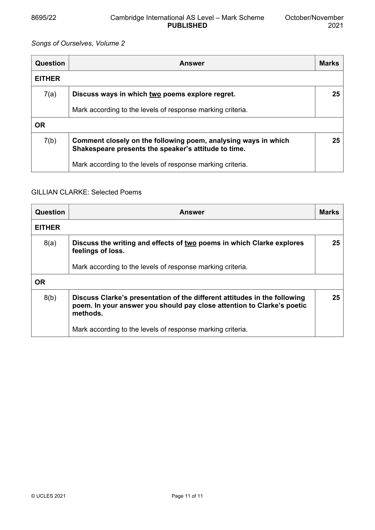 Mark scheme, page 11 of 11