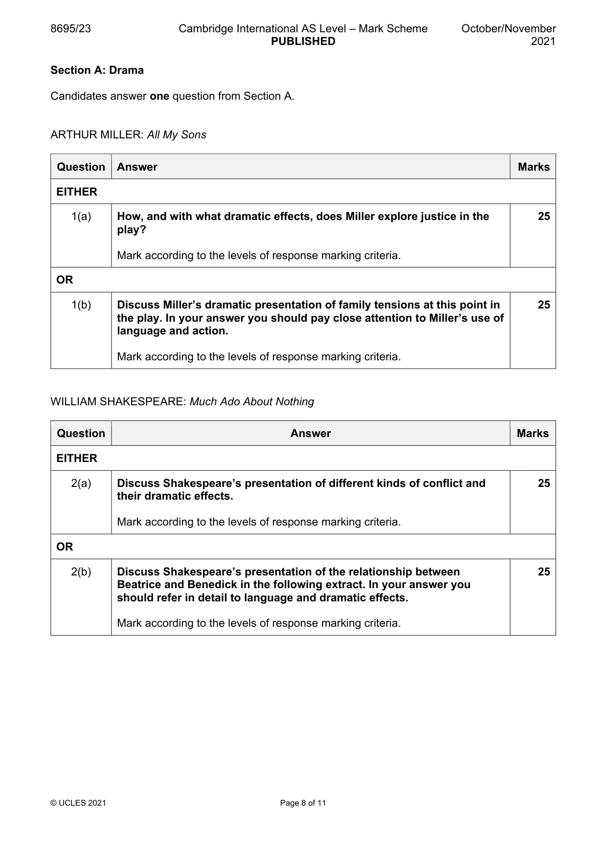 Mark scheme, page 8 of 11