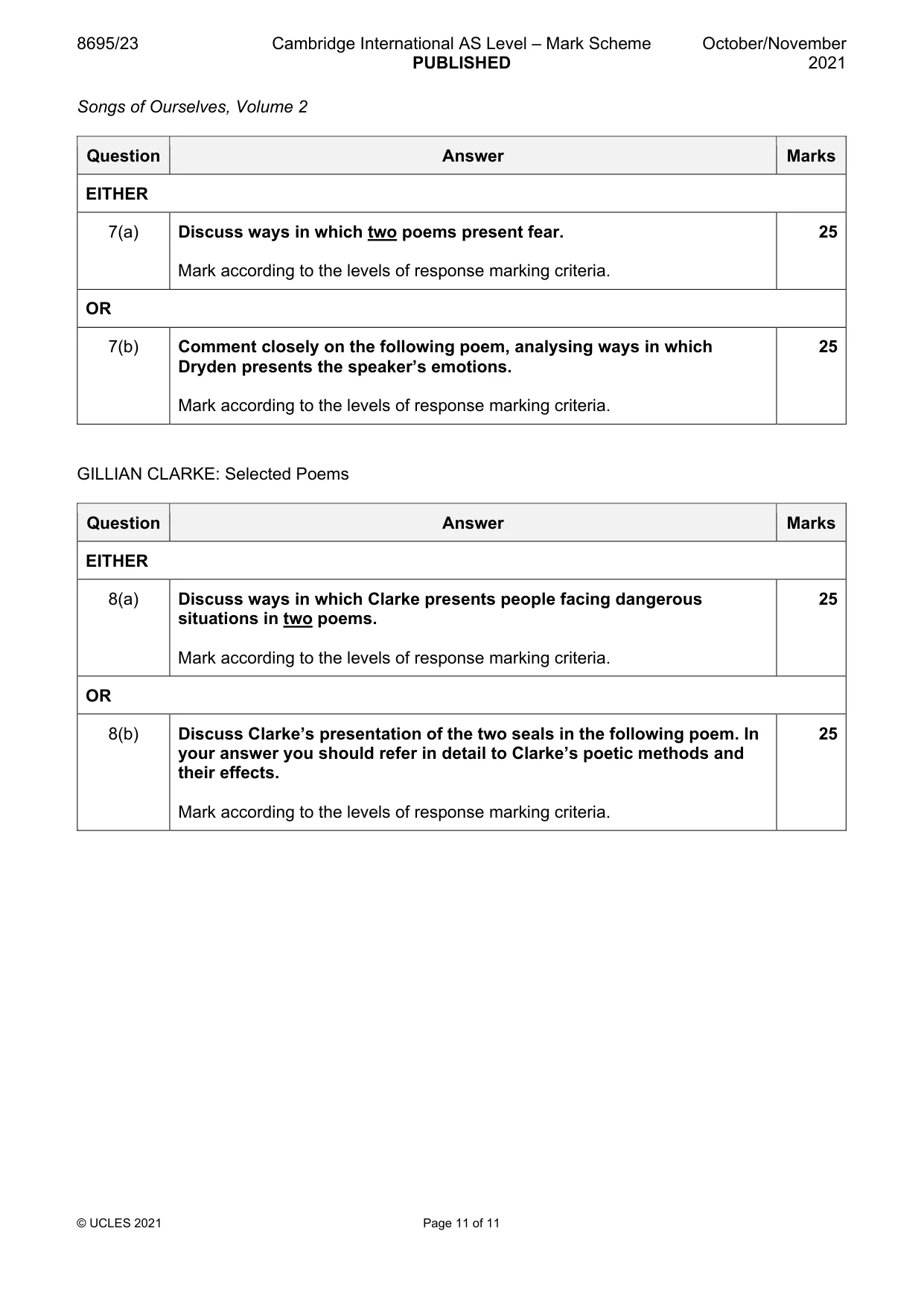 Mark scheme, page 11 of 11