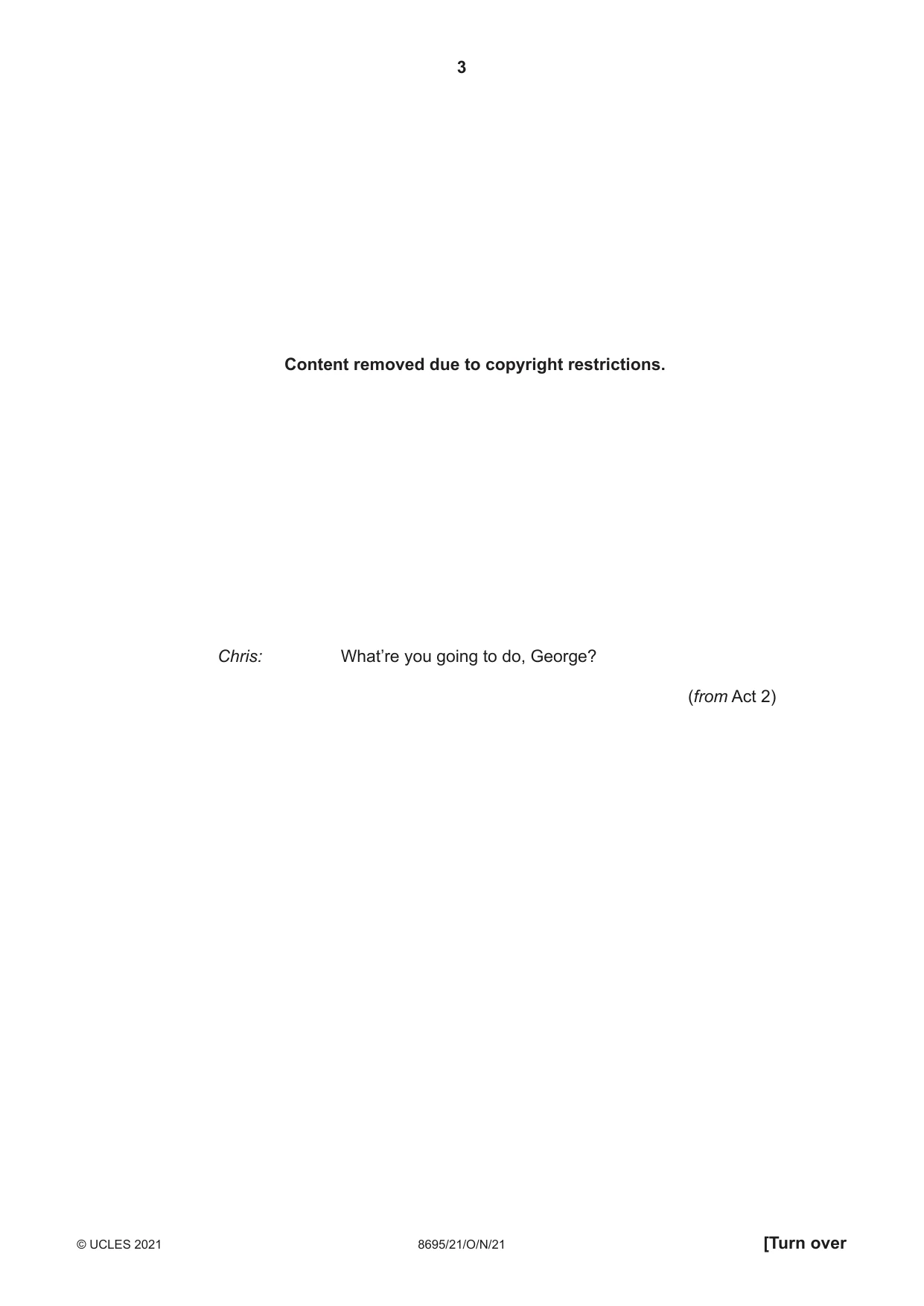 Cambridge A Level English - Language and Literature (AS Level only, from 2016) 8695 2021 Oct/Nov Paper 2 · Variant 1 question paper, page 3 of 24