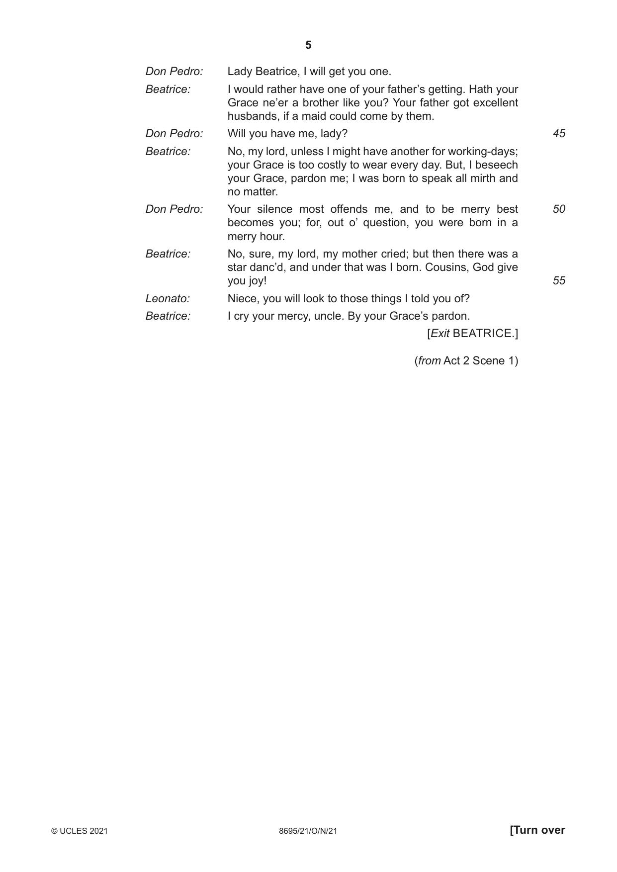 Cambridge A Level English - Language and Literature (AS Level only, from 2016) 8695 2021 Oct/Nov Paper 2 · Variant 1 question paper, page 5 of 24