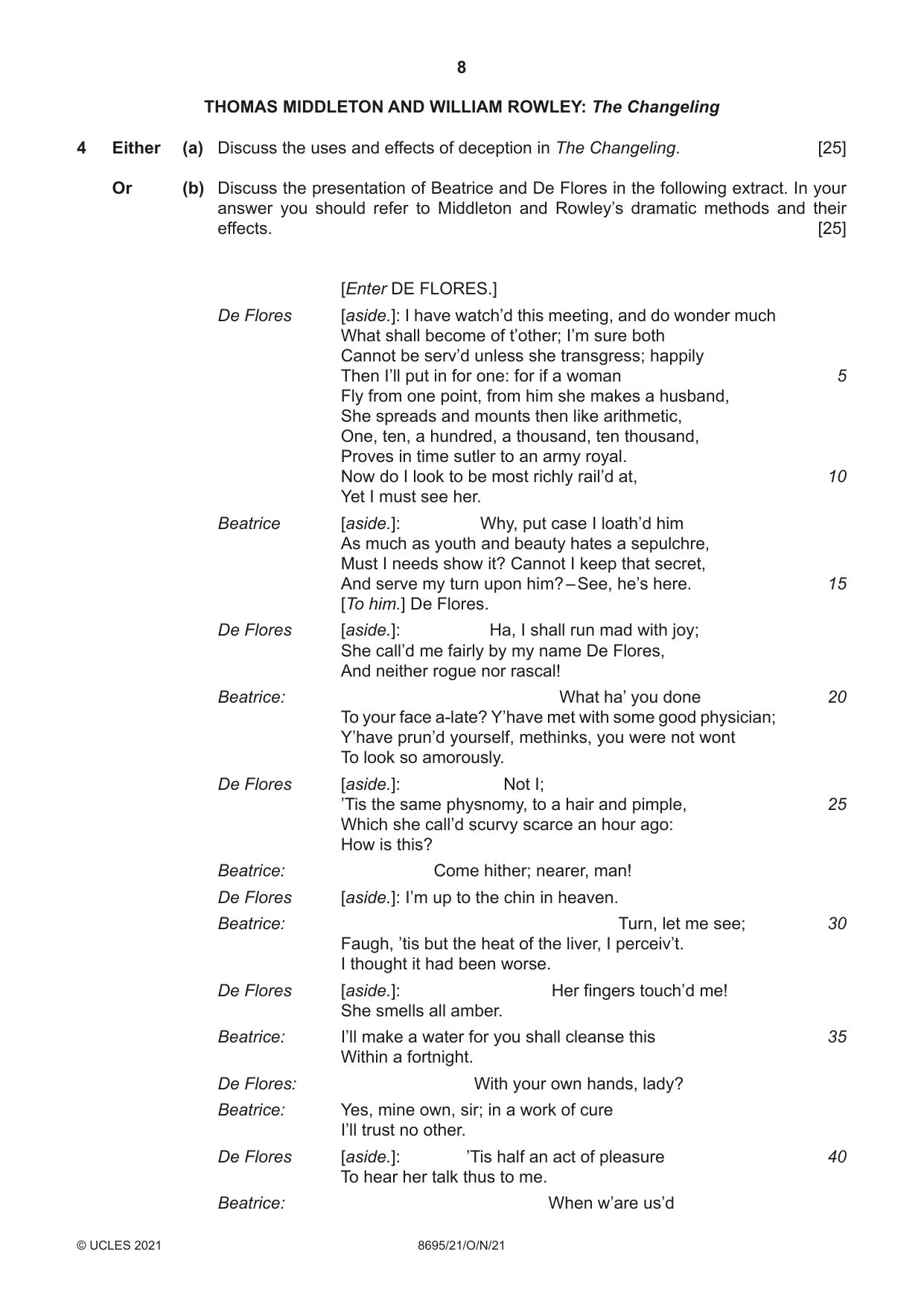 Cambridge A Level English - Language and Literature (AS Level only, from 2016) 8695 2021 Oct/Nov Paper 2 · Variant 1 question paper, page 8 of 24