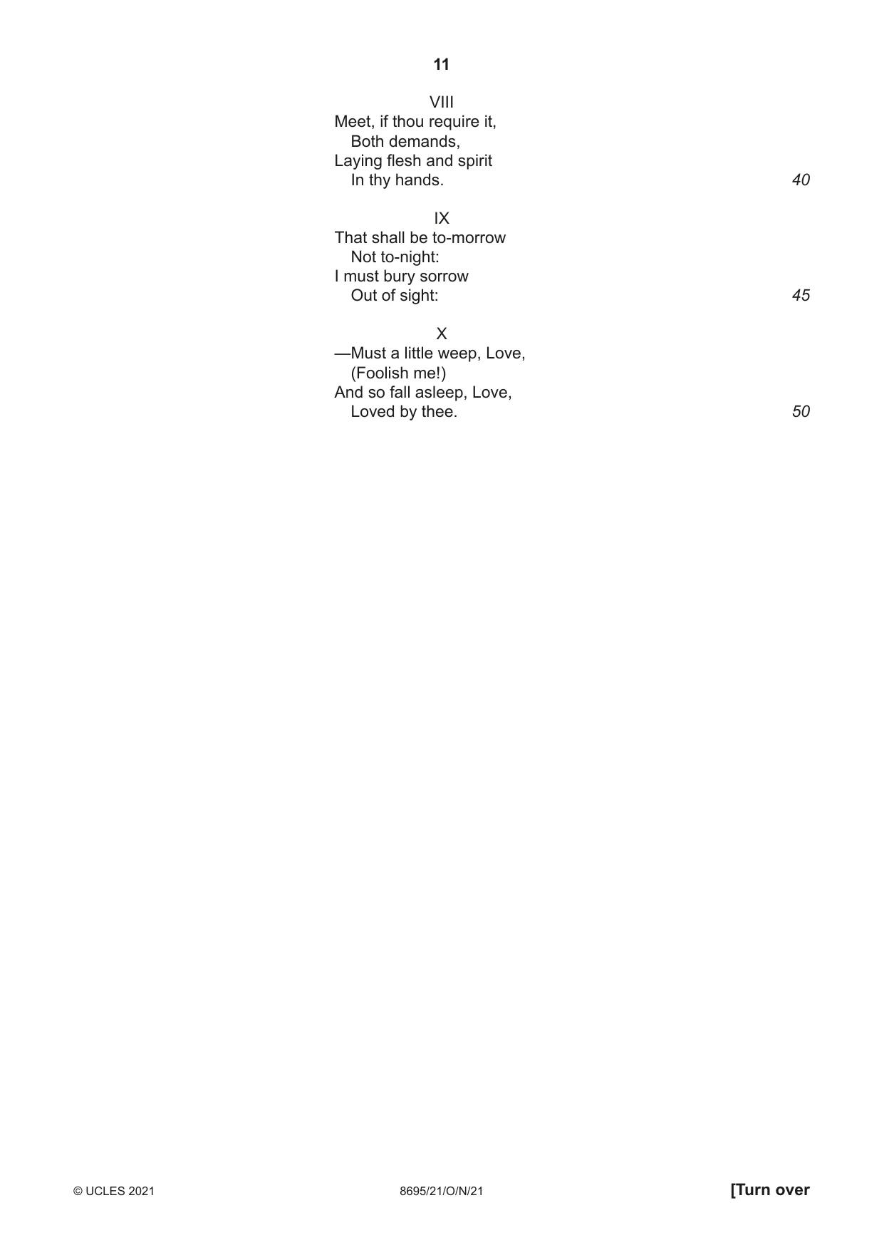 Cambridge A Level English - Language and Literature (AS Level only, from 2016) 8695 2021 Oct/Nov Paper 2 · Variant 1 question paper, page 11 of 24