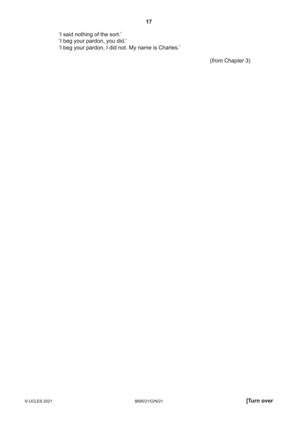 Cambridge A Level English - Language and Literature (AS Level only, from 2016) 8695 2021 Oct/Nov Paper 2 · Variant 1 question paper, page 17 of 24
