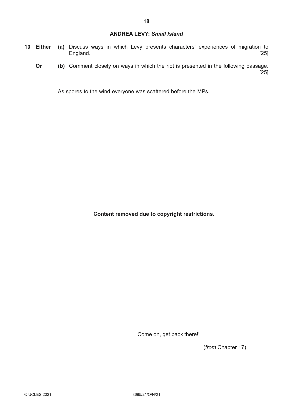 Cambridge A Level English - Language and Literature (AS Level only, from 2016) 8695 2021 Oct/Nov Paper 2 · Variant 1 question paper, page 18 of 24