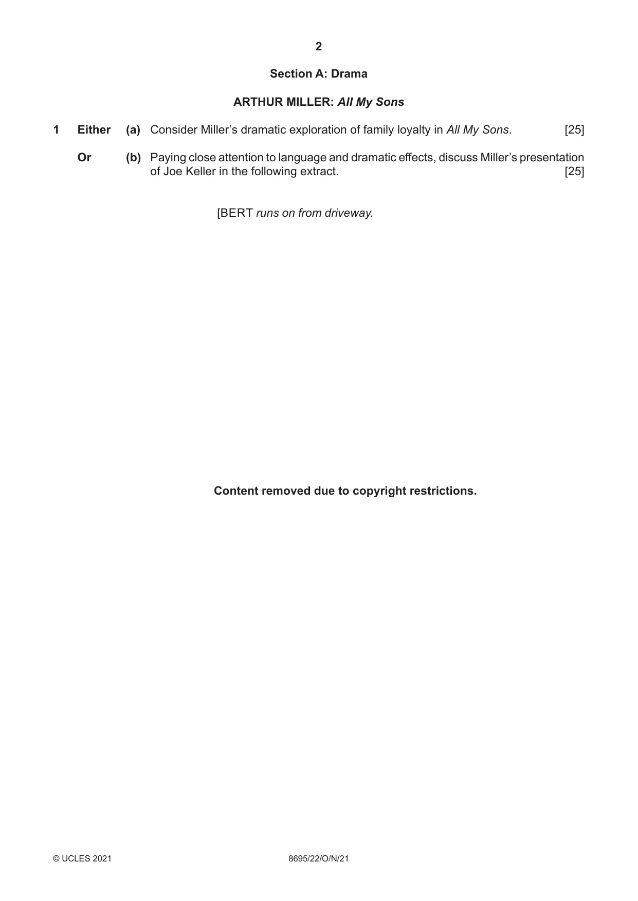 Cambridge A Level English - Language and Literature (AS Level only, from 2016) 8695 2021 Oct/Nov Paper 2 · Variant 2 question paper, page 2 of 20