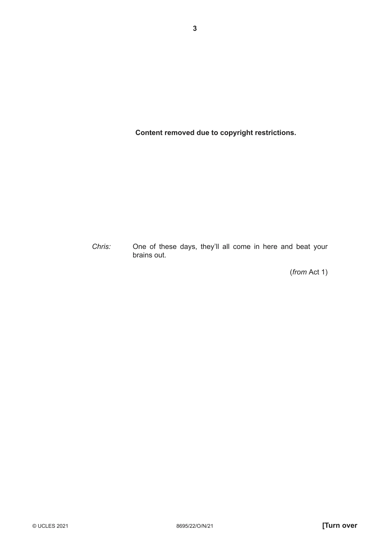 Cambridge A Level English - Language and Literature (AS Level only, from 2016) 8695 2021 Oct/Nov Paper 2 · Variant 2 question paper, page 3 of 20