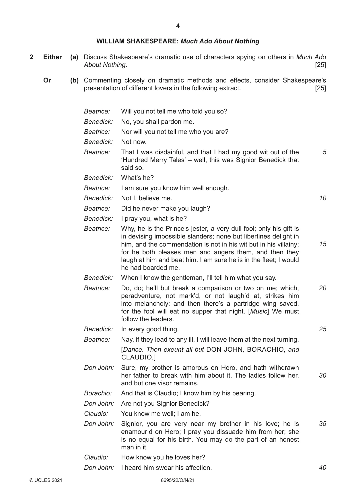 Cambridge A Level English - Language and Literature (AS Level only, from 2016) 8695 2021 Oct/Nov Paper 2 · Variant 2 question paper, page 4 of 20
