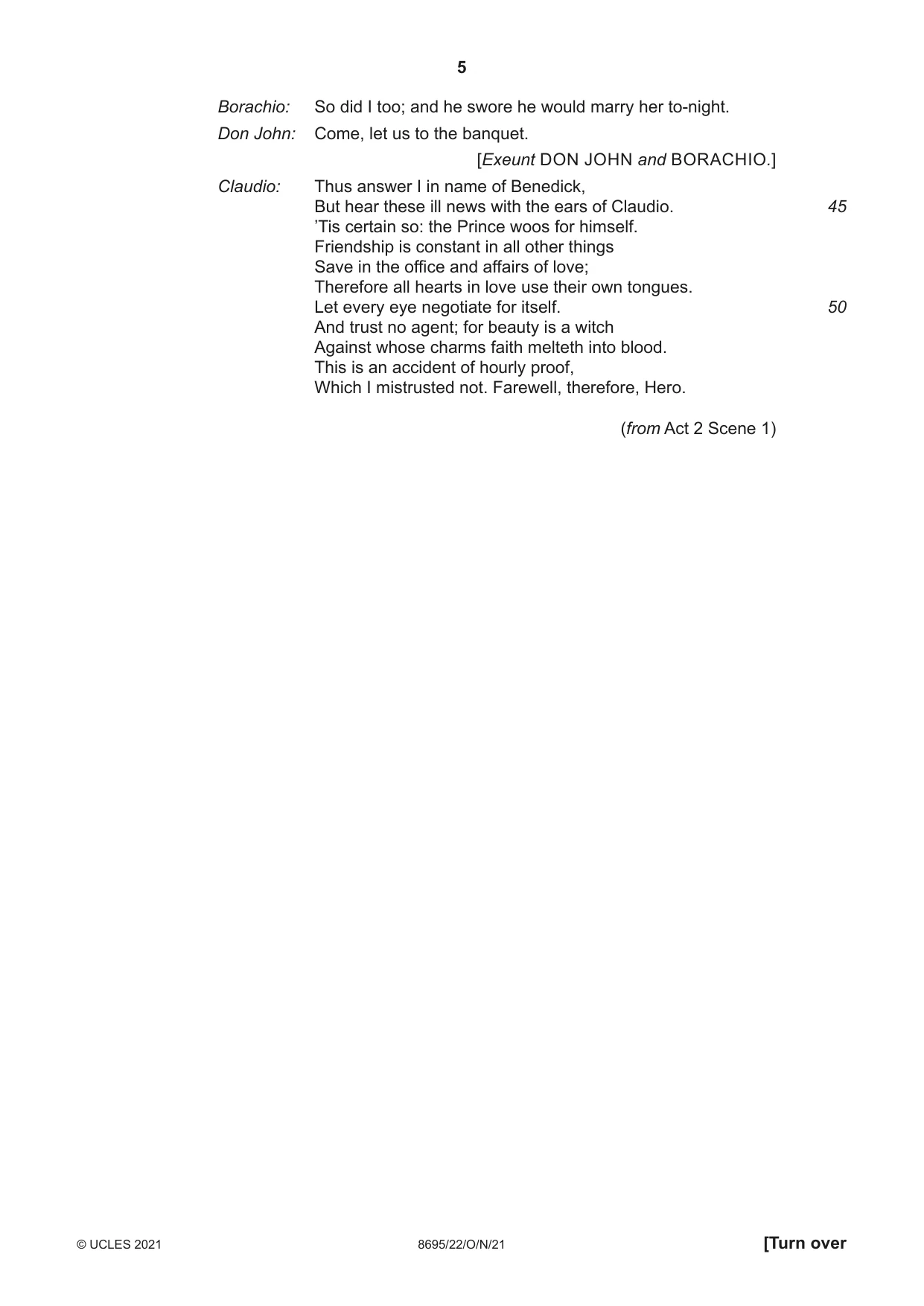 Cambridge A Level English - Language and Literature (AS Level only, from 2016) 8695 2021 Oct/Nov Paper 2 · Variant 2 question paper, page 5 of 20