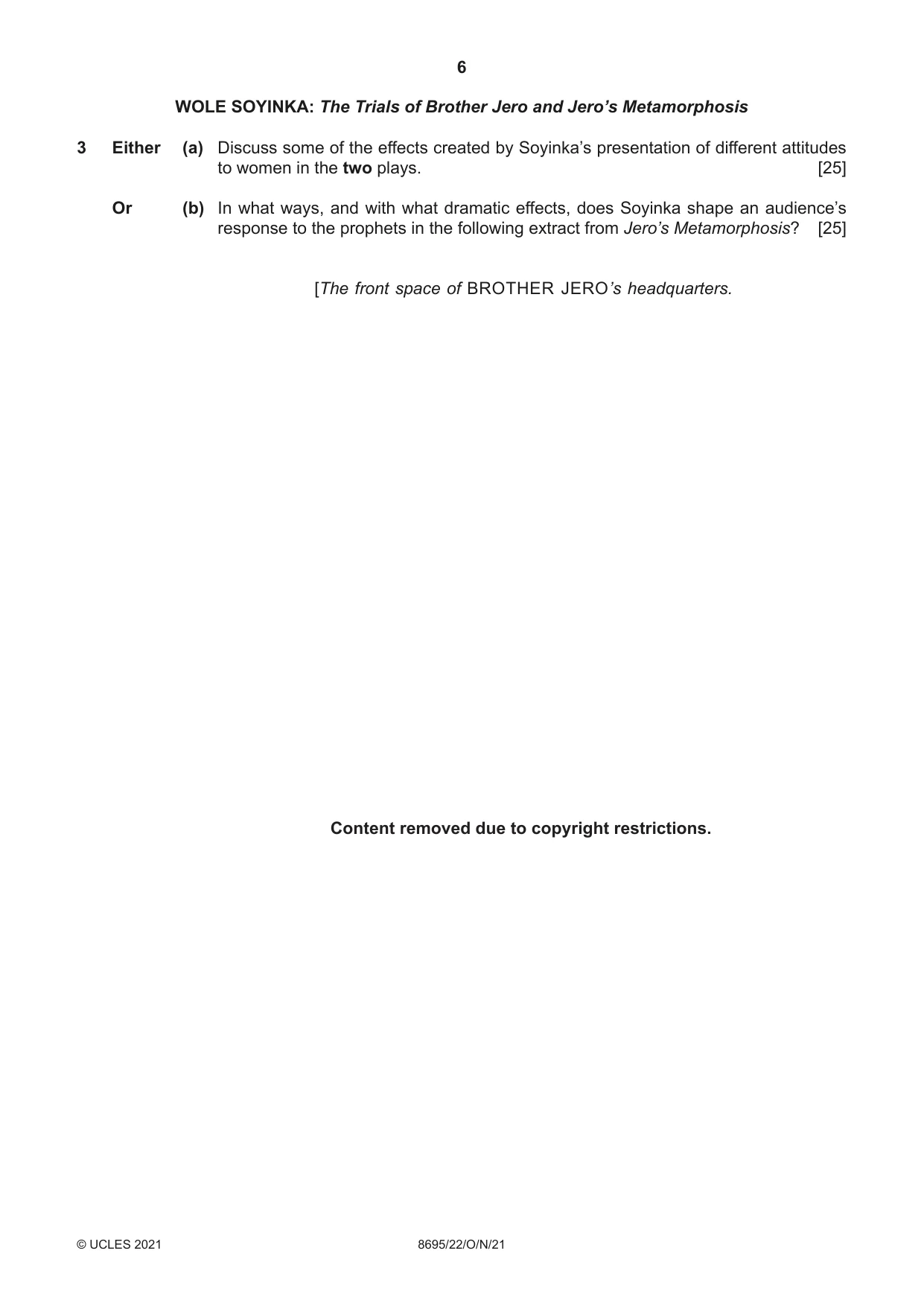Cambridge A Level English - Language and Literature (AS Level only, from 2016) 8695 2021 Oct/Nov Paper 2 · Variant 2 question paper, page 6 of 20