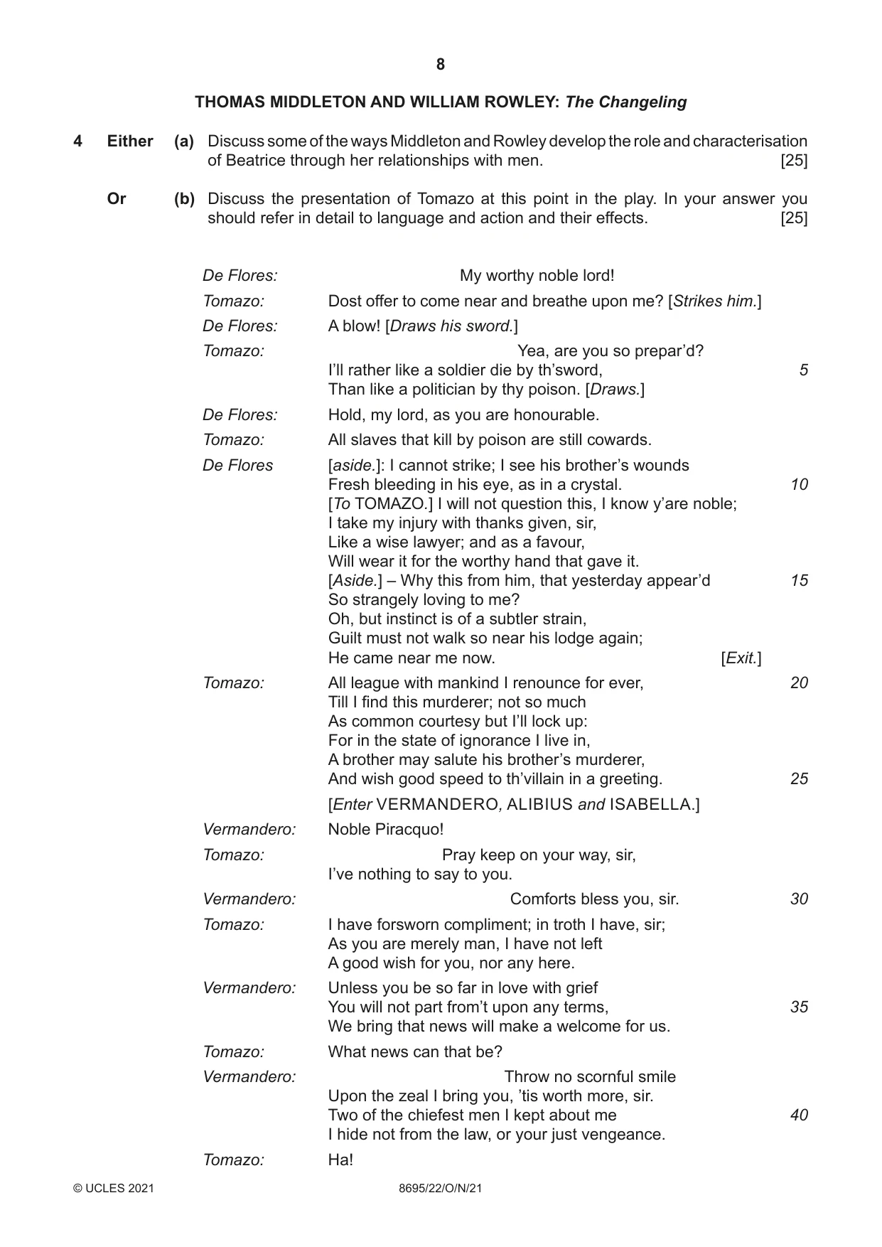 Cambridge A Level English - Language and Literature (AS Level only, from 2016) 8695 2021 Oct/Nov Paper 2 · Variant 2 question paper, page 8 of 20