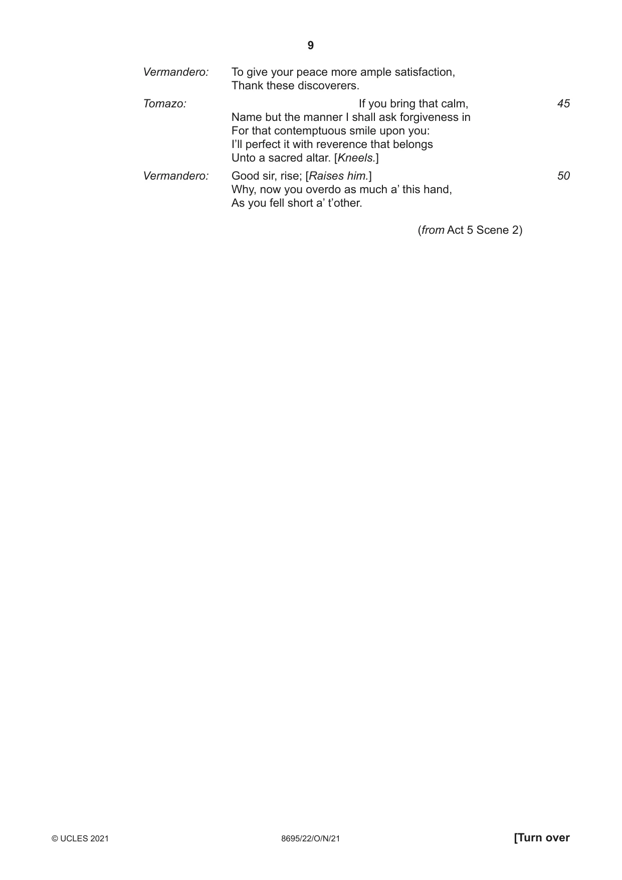 Cambridge A Level English - Language and Literature (AS Level only, from 2016) 8695 2021 Oct/Nov Paper 2 · Variant 2 question paper, page 9 of 20