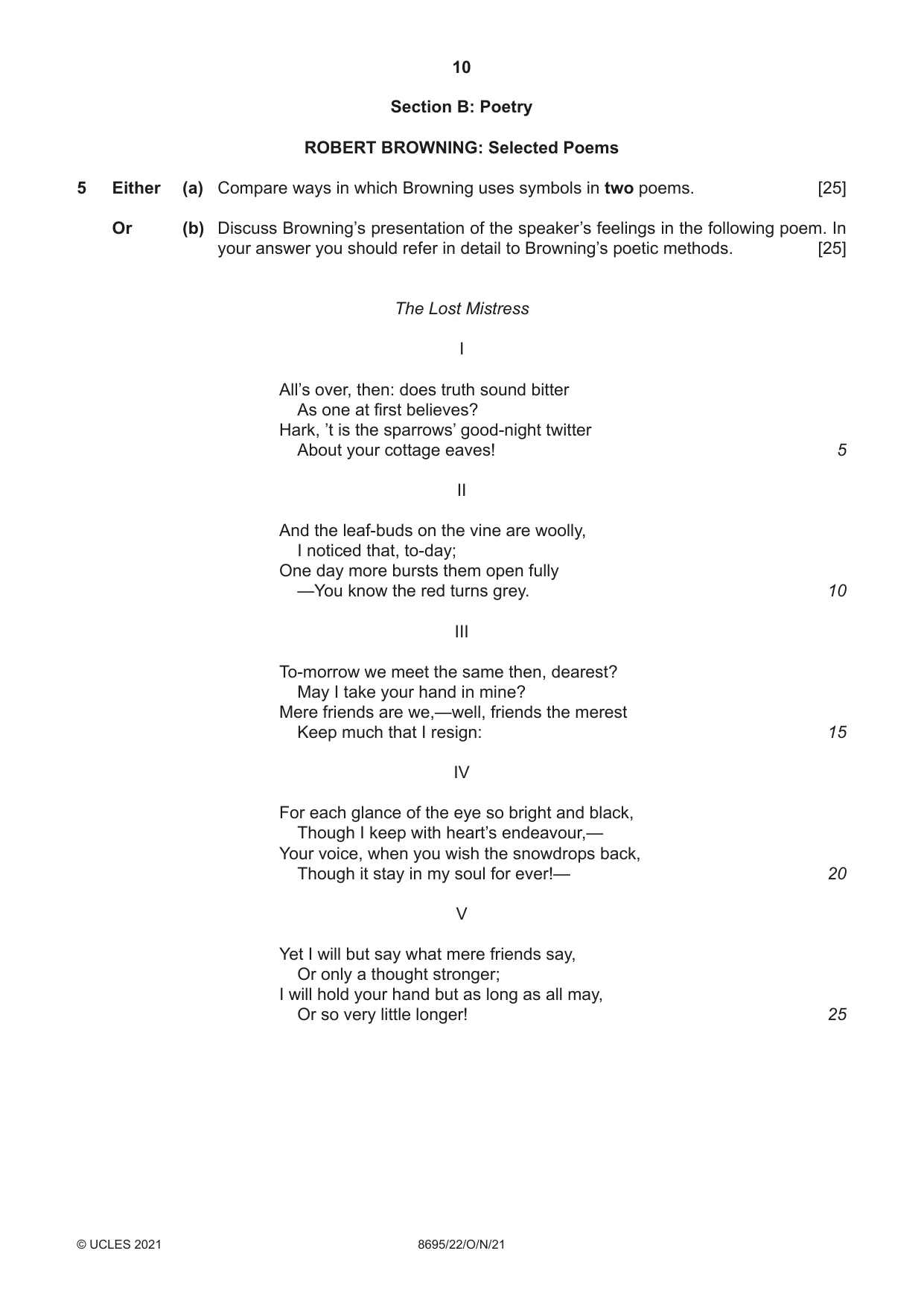 Cambridge A Level English - Language and Literature (AS Level only, from 2016) 8695 2021 Oct/Nov Paper 2 · Variant 2 question paper, page 10 of 20