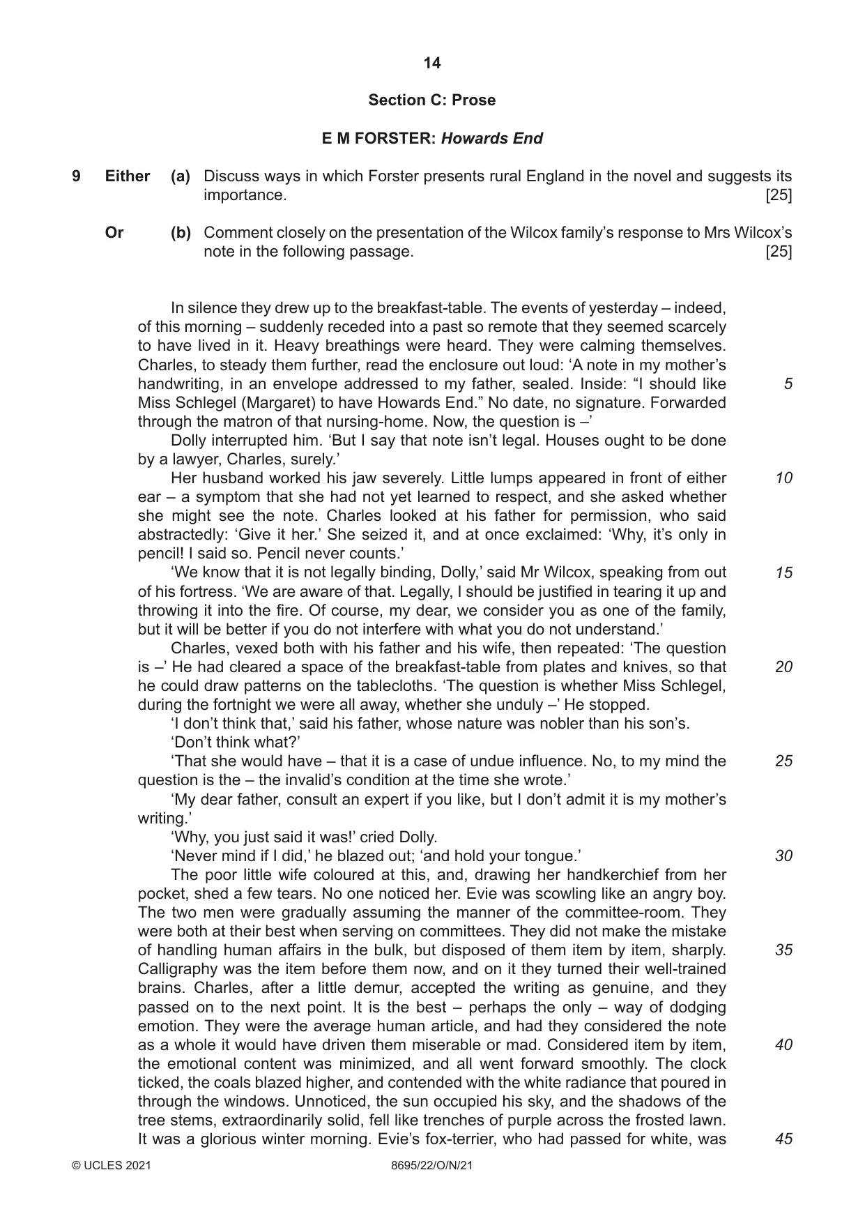 Cambridge A Level English - Language and Literature (AS Level only, from 2016) 8695 2021 Oct/Nov Paper 2 · Variant 2 question paper, page 14 of 20