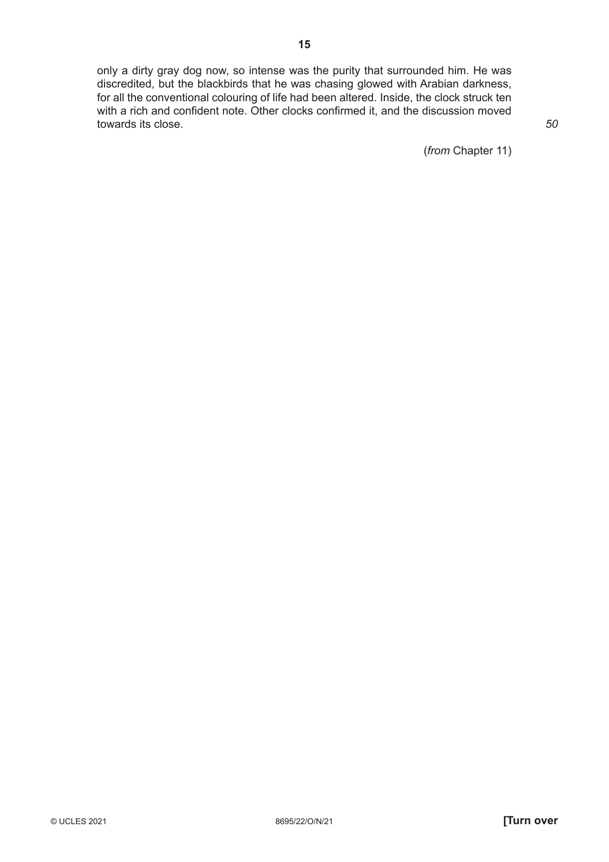 Cambridge A Level English - Language and Literature (AS Level only, from 2016) 8695 2021 Oct/Nov Paper 2 · Variant 2 question paper, page 15 of 20