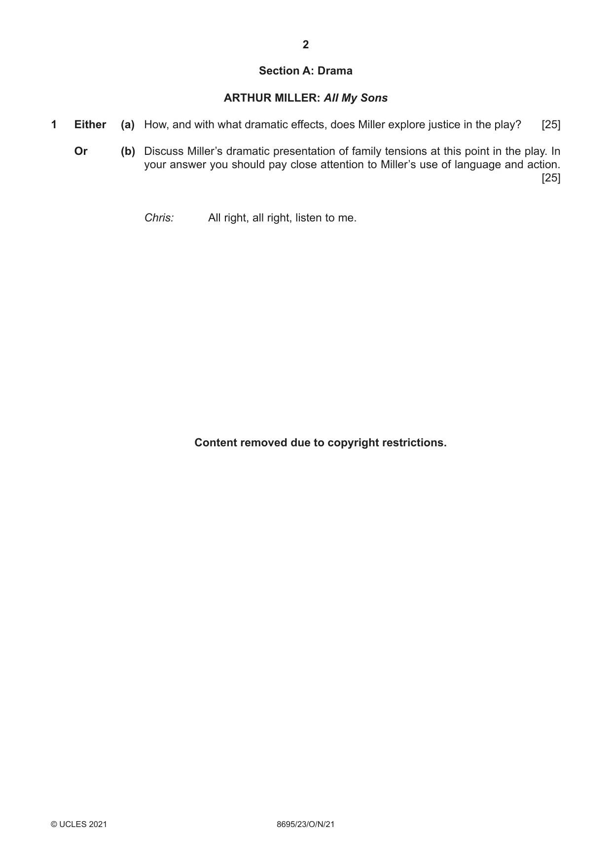 Cambridge A Level English - Language and Literature (AS Level only, from 2016) 8695 2021 Oct/Nov Paper 2 · Variant 3 question paper, page 2 of 20