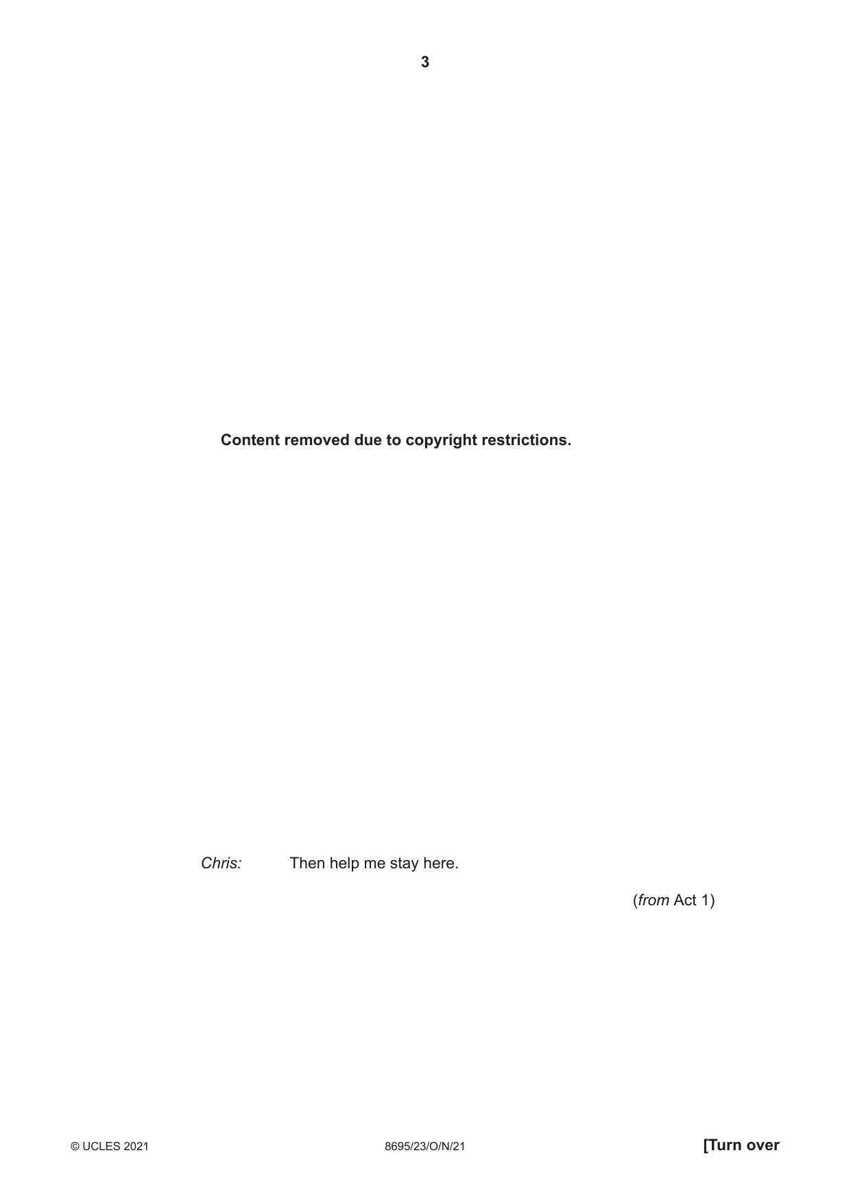 Cambridge A Level English - Language and Literature (AS Level only, from 2016) 8695 2021 Oct/Nov Paper 2 · Variant 3 question paper, page 3 of 20