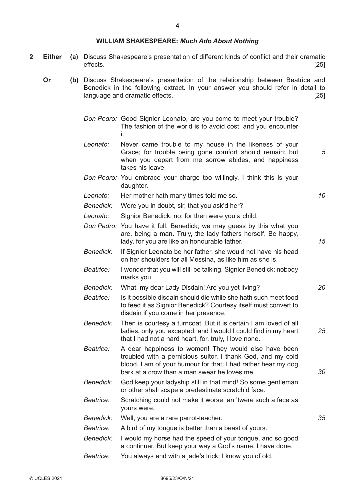 Cambridge A Level English - Language and Literature (AS Level only, from 2016) 8695 2021 Oct/Nov Paper 2 · Variant 3 question paper, page 4 of 20