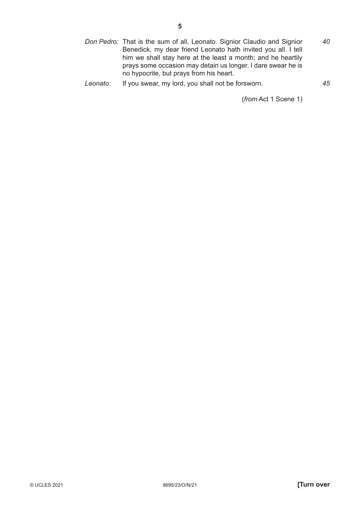 Cambridge A Level English - Language and Literature (AS Level only, from 2016) 8695 2021 Oct/Nov Paper 2 · Variant 3 question paper, page 5 of 20