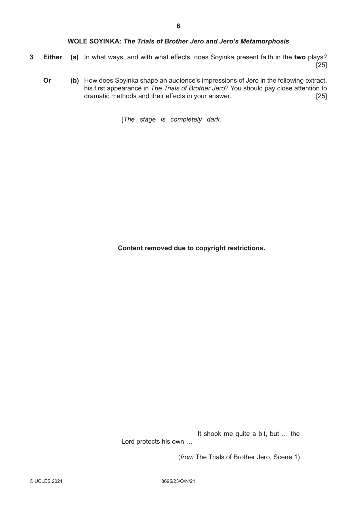 Cambridge A Level English - Language and Literature (AS Level only, from 2016) 8695 2021 Oct/Nov Paper 2 · Variant 3 question paper, page 6 of 20