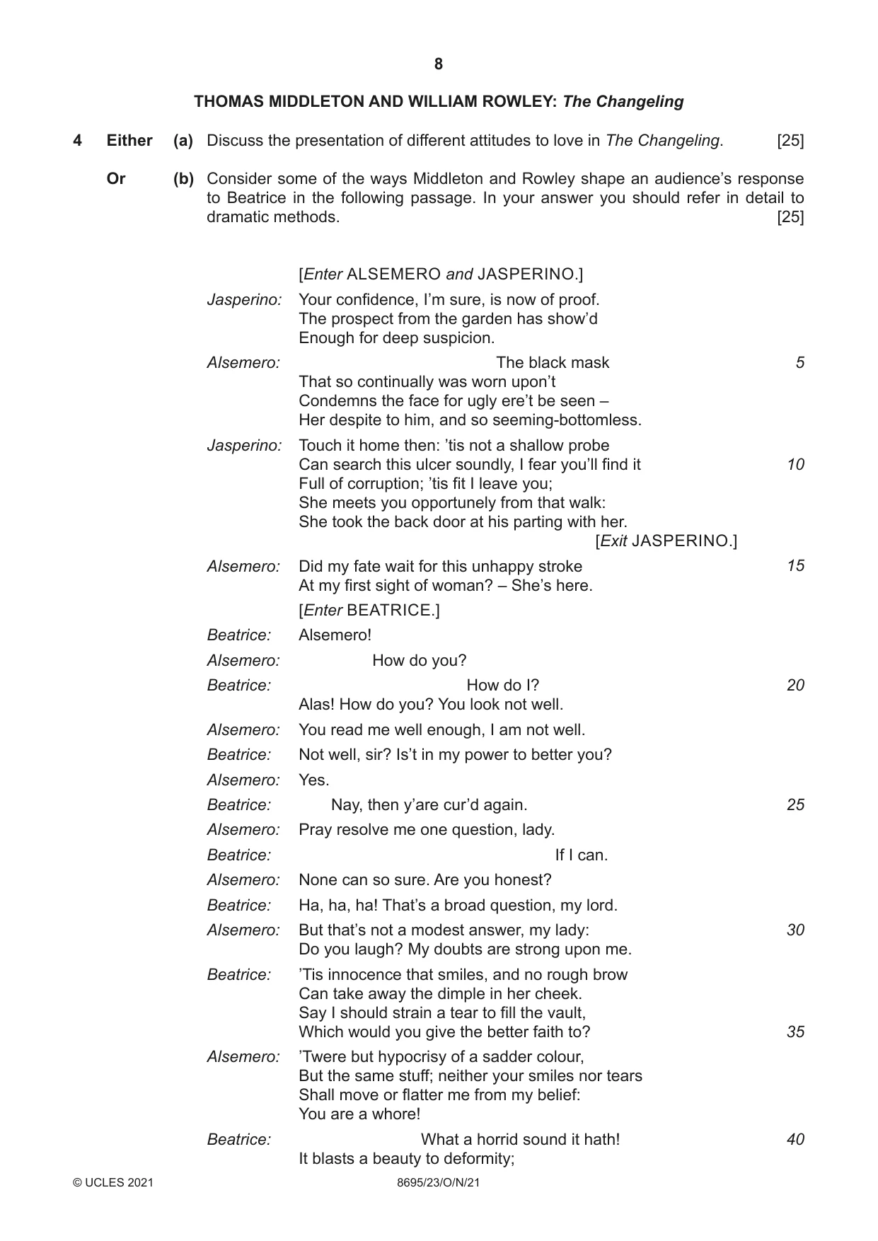 Cambridge A Level English - Language and Literature (AS Level only, from 2016) 8695 2021 Oct/Nov Paper 2 · Variant 3 question paper, page 8 of 20