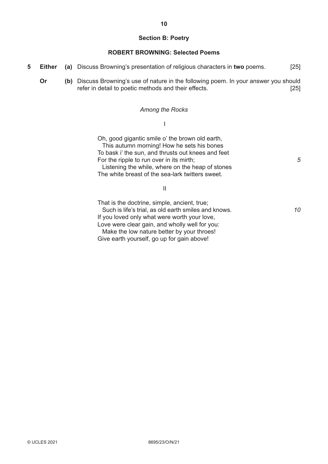Cambridge A Level English - Language and Literature (AS Level only, from 2016) 8695 2021 Oct/Nov Paper 2 · Variant 3 question paper, page 10 of 20