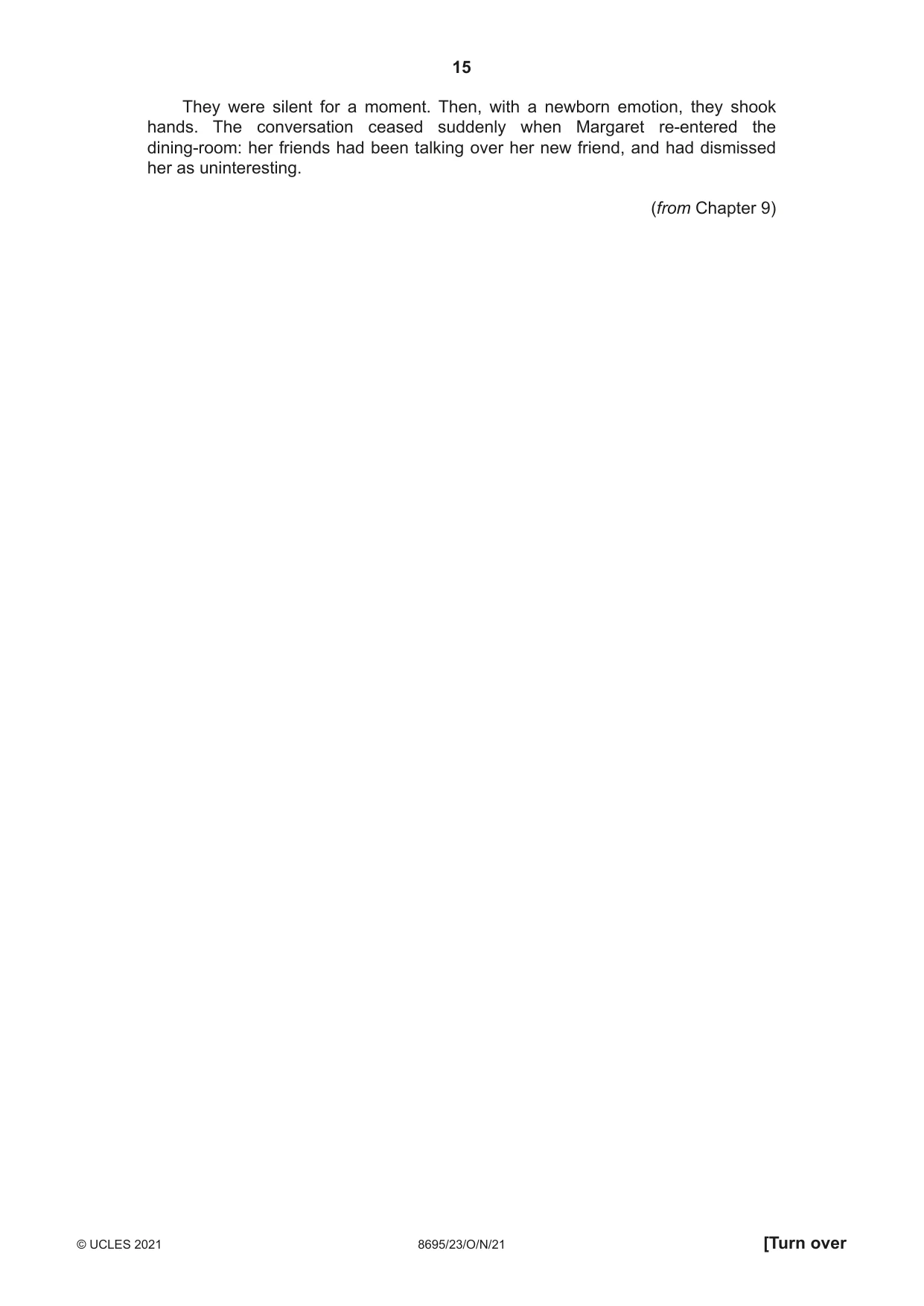 Cambridge A Level English - Language and Literature (AS Level only, from 2016) 8695 2021 Oct/Nov Paper 2 · Variant 3 question paper, page 15 of 20