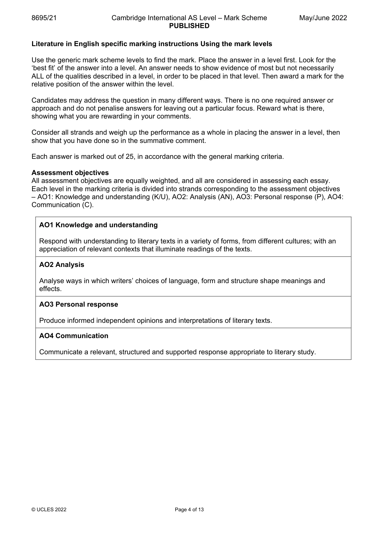Mark scheme, page 4 of 13
