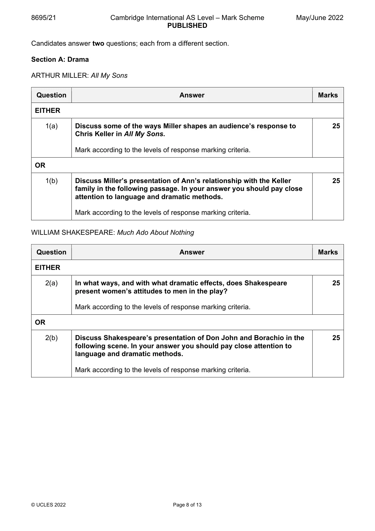 Mark scheme, page 8 of 13