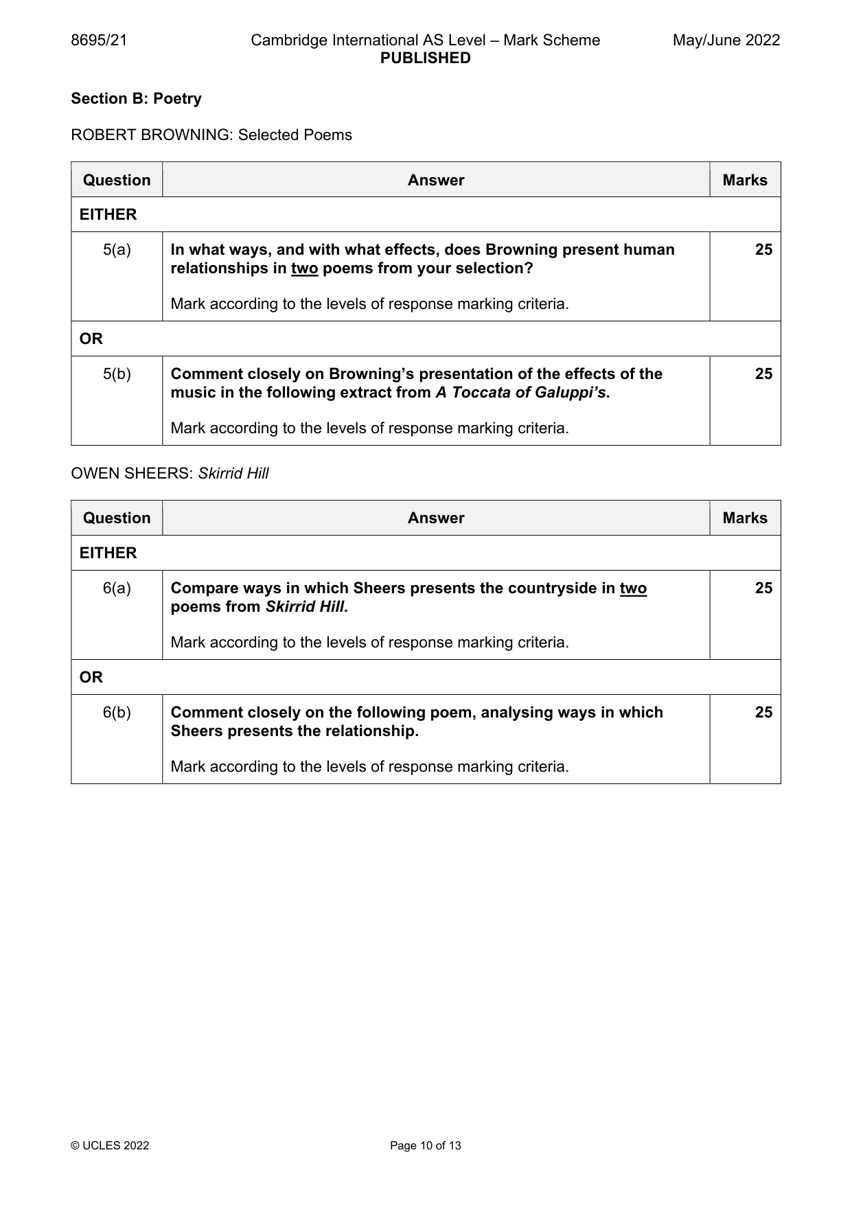 Mark scheme, page 10 of 13