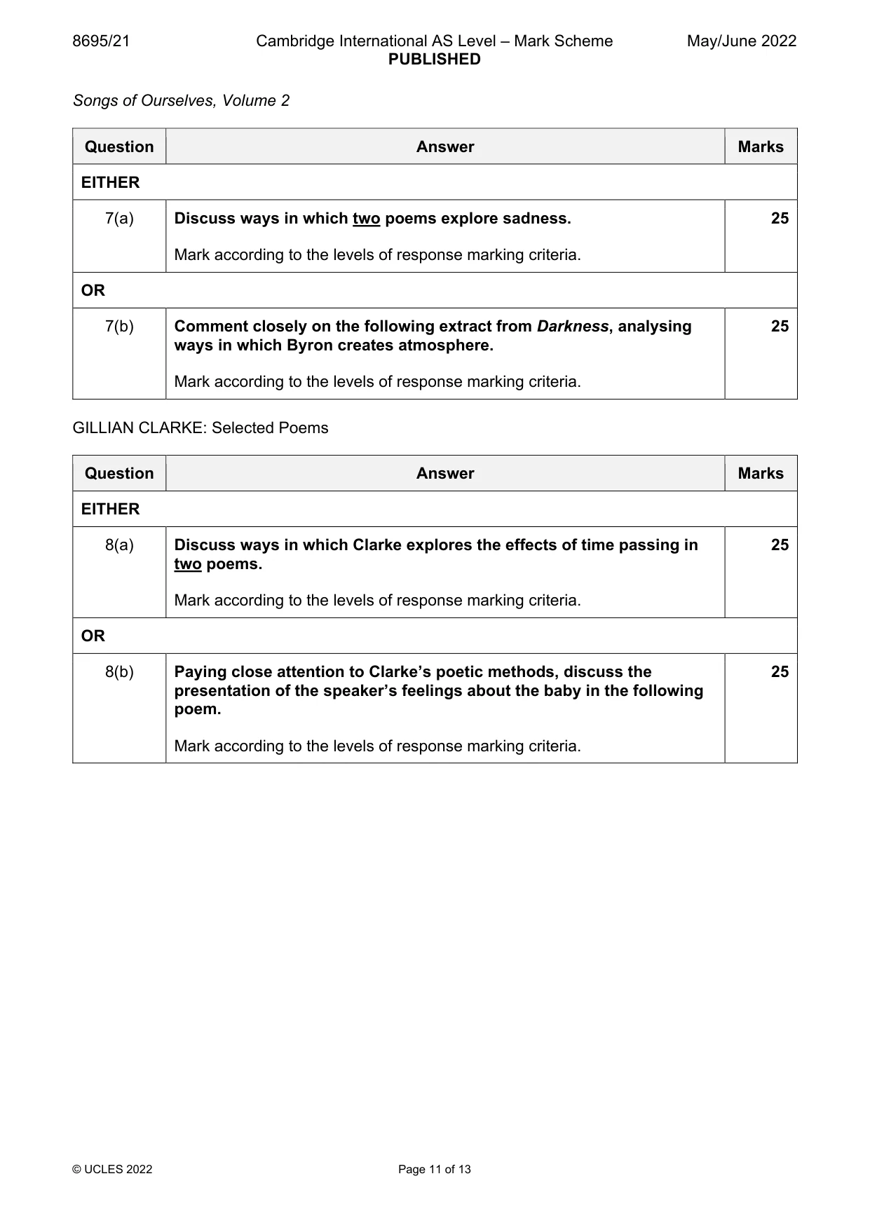 Mark scheme, page 11 of 13