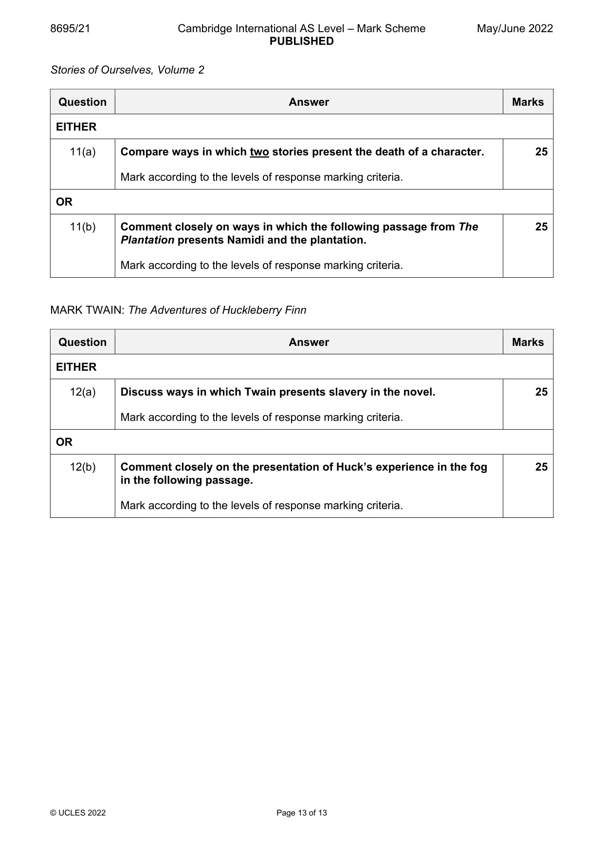 Mark scheme, page 13 of 13