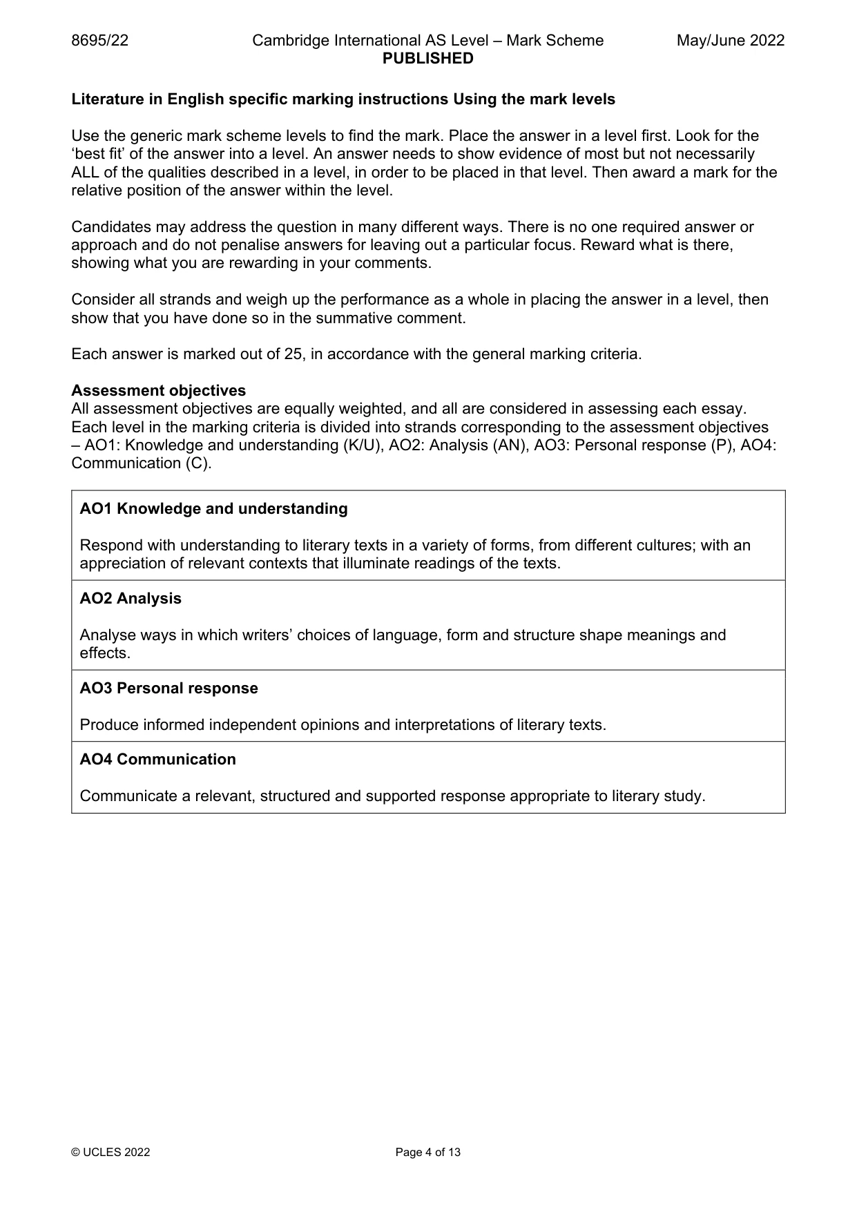 Mark scheme, page 4 of 13