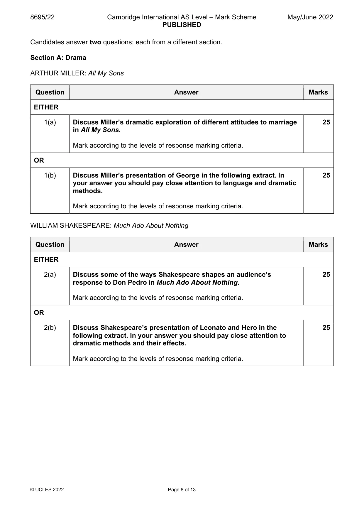 Mark scheme, page 8 of 13