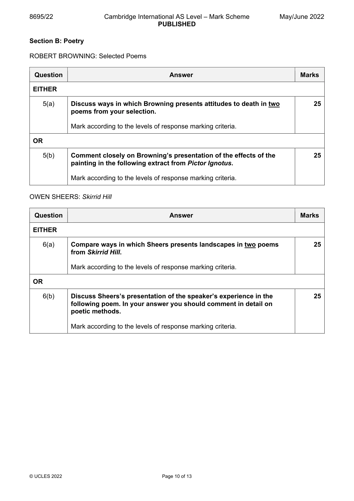 Mark scheme, page 10 of 13