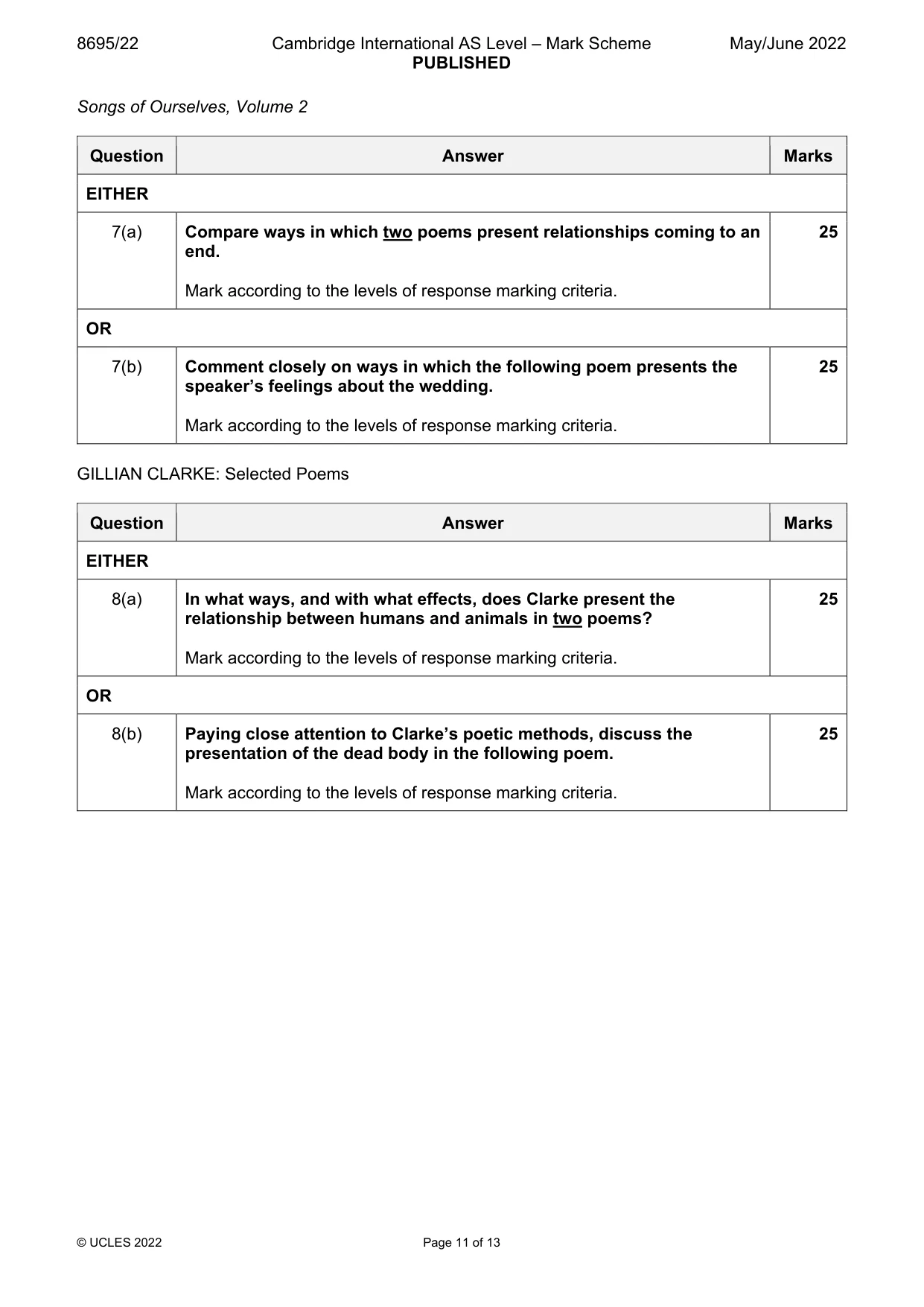 Mark scheme, page 11 of 13