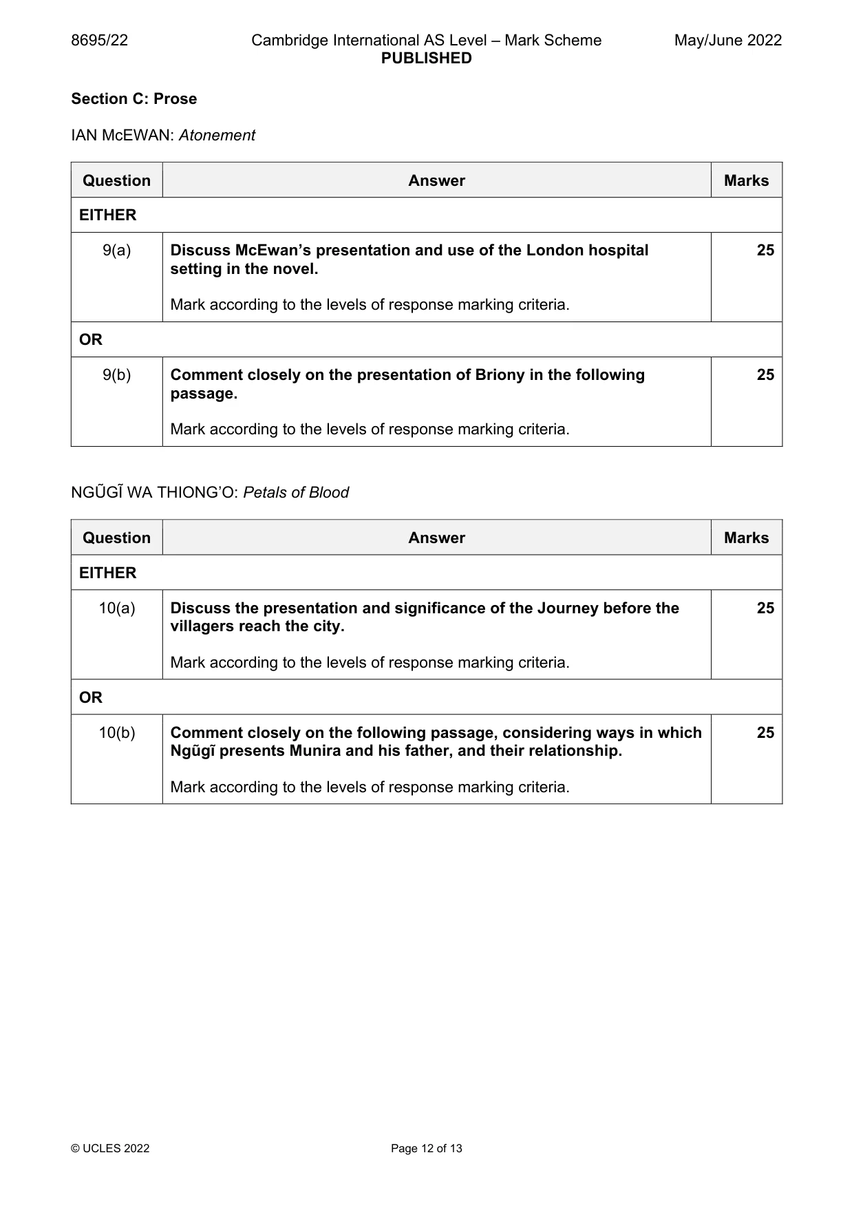 Mark scheme, page 12 of 13