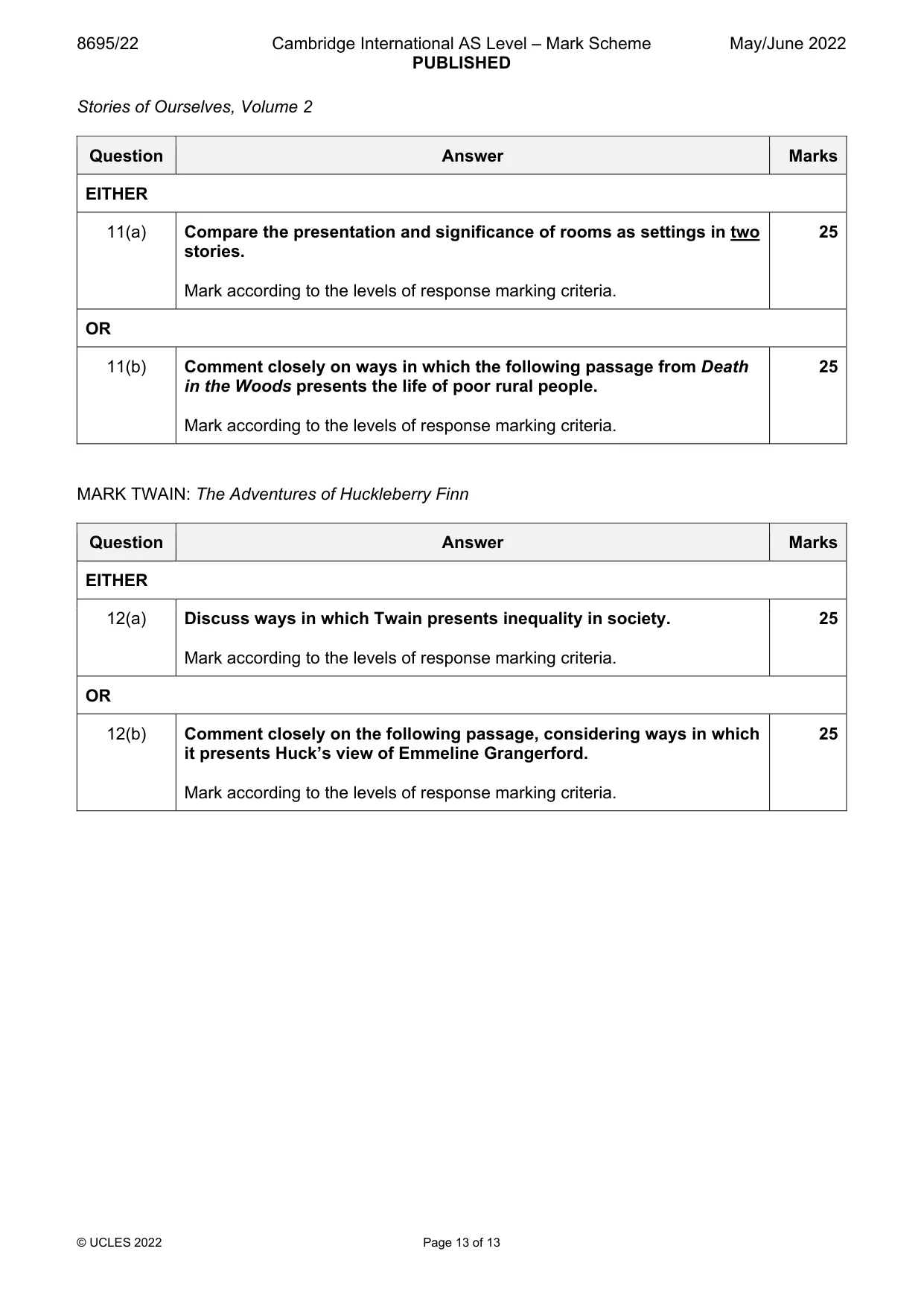 Mark scheme, page 13 of 13