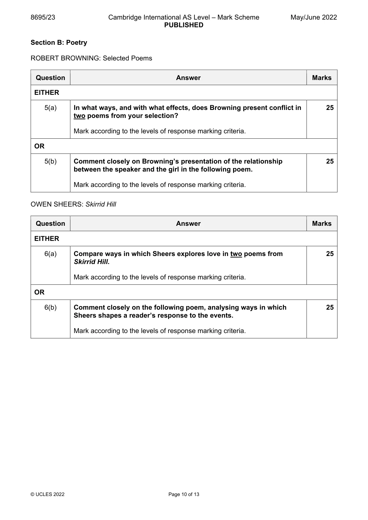 Mark scheme, page 10 of 13