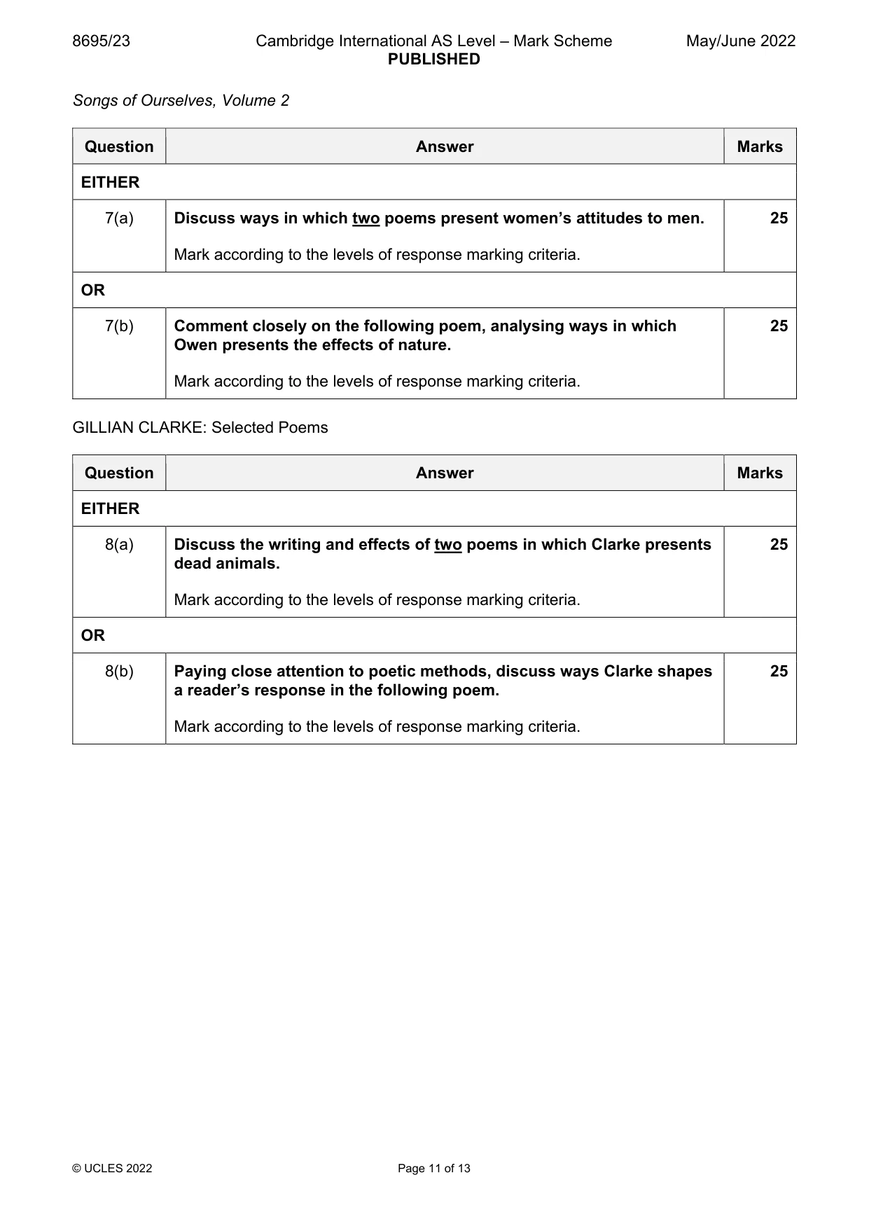 Mark scheme, page 11 of 13