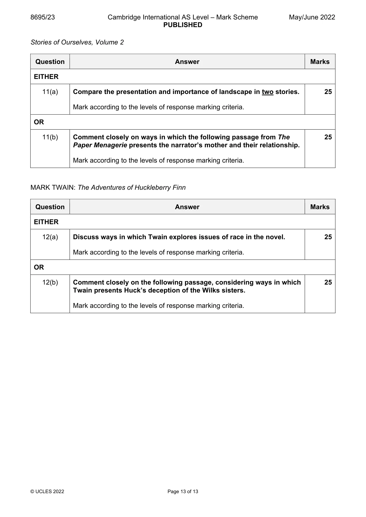 Mark scheme, page 13 of 13