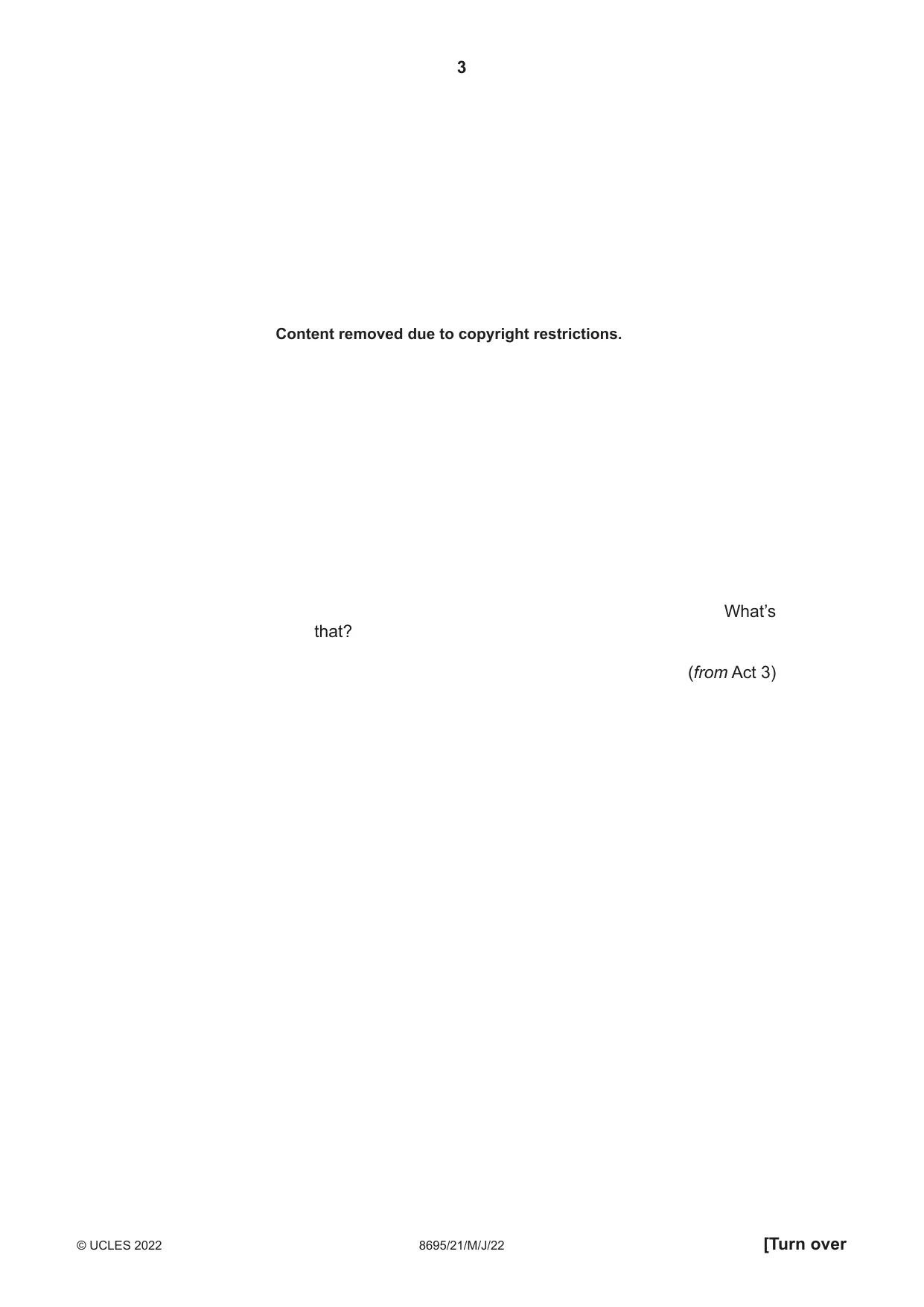 Cambridge A Level English - Language and Literature (AS Level only, from 2016) 8695 2022 May/June Paper 2 · Variant 1 question paper, page 3 of 24